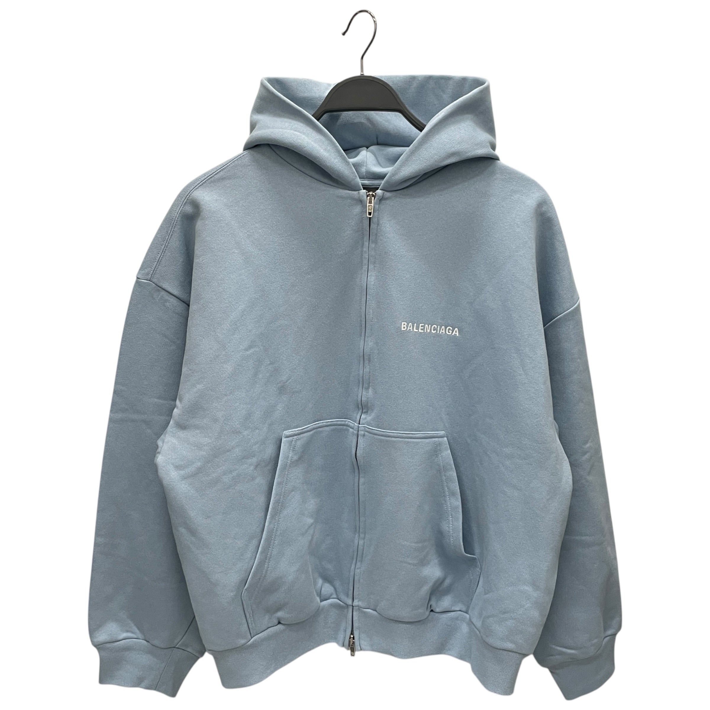 BALENCIAGA/Zip Up Hoodie/L/Cotton/BLU/LIGHT BLUE/WHITE LOGO/NWT view 1