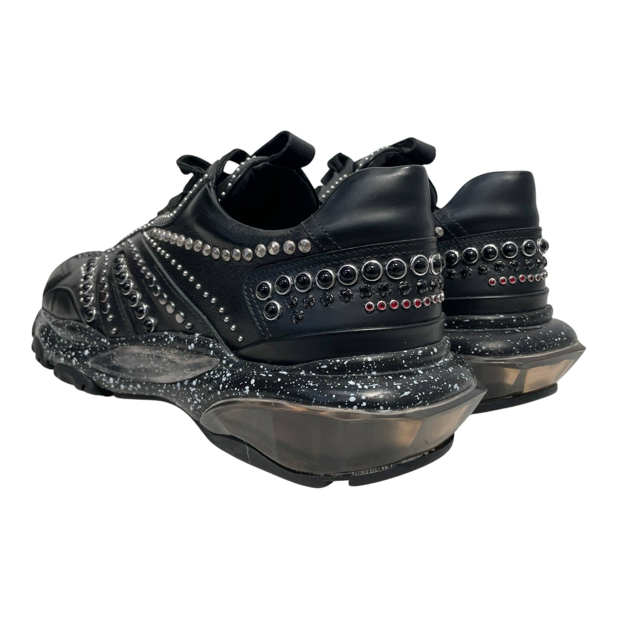 VALENTINO/Low-Sneakers/US 8.5/Leather/BLK/studded/leather/splatter view 2