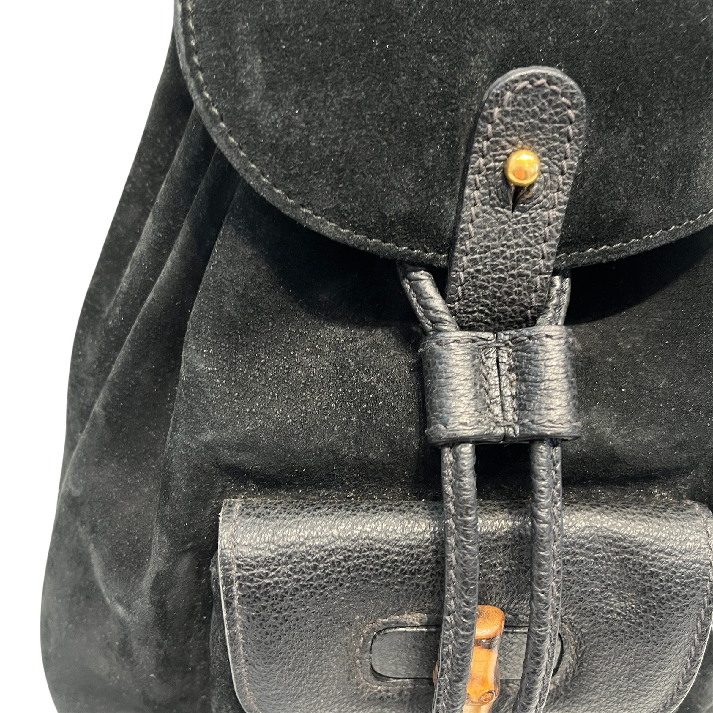 GUCCI/Backpack/S/Suede/BLK/suede mini backpack w/bamboo view 4