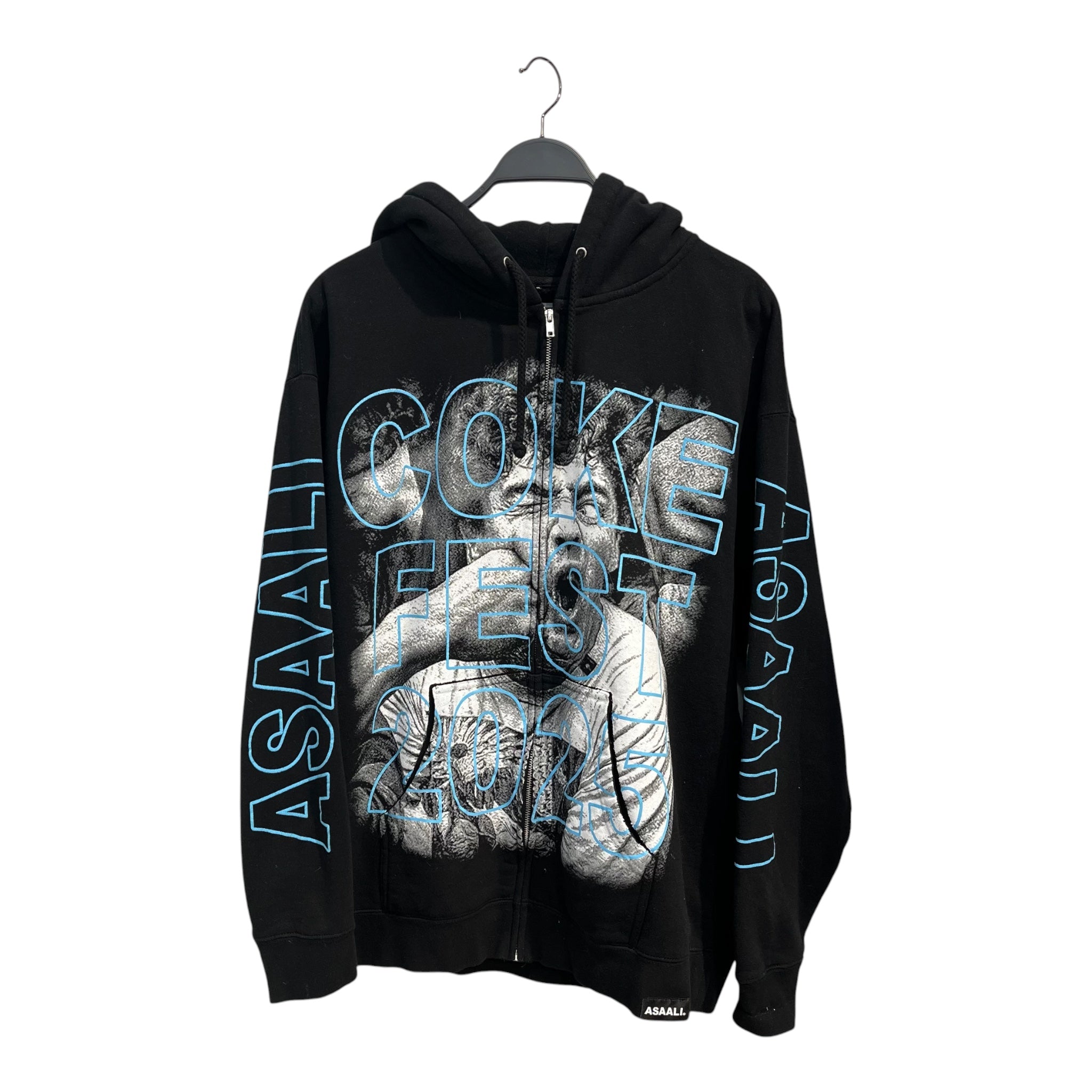 asaali/Zip Up Hoodie/XL/Graphic/Cotton/BLK/punch view 1