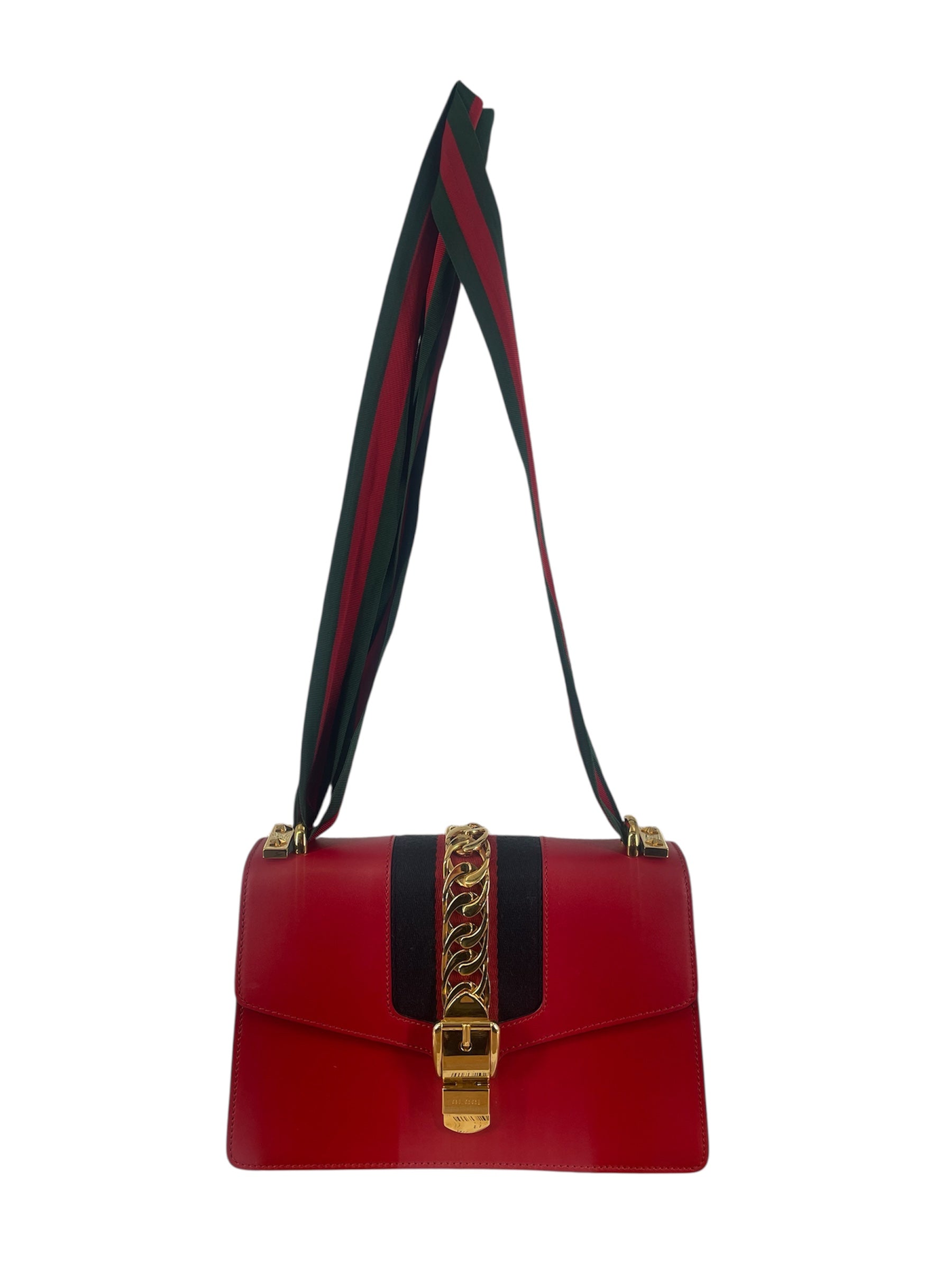 GUCCI/Hand Bag/Leather/RED/SYLVIE GOLD CHAIN MINI view 1