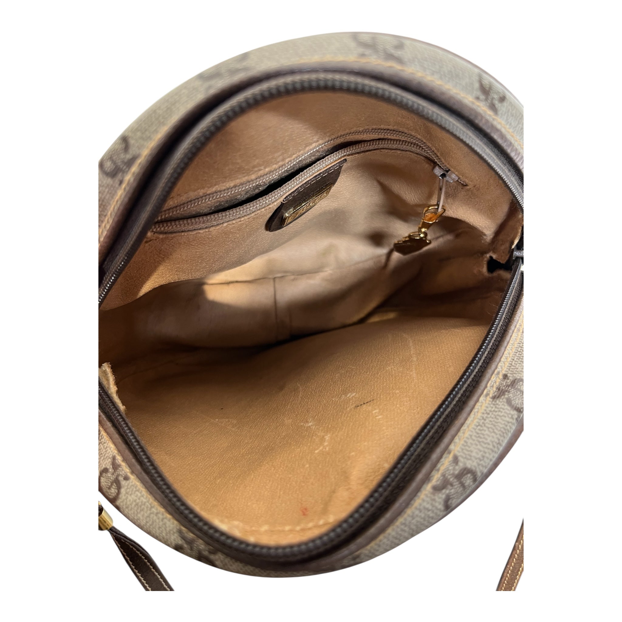 GUCCI/Cross Body Bag/Monogram/Tweed/KHK/Circle/Old Gucci view 6