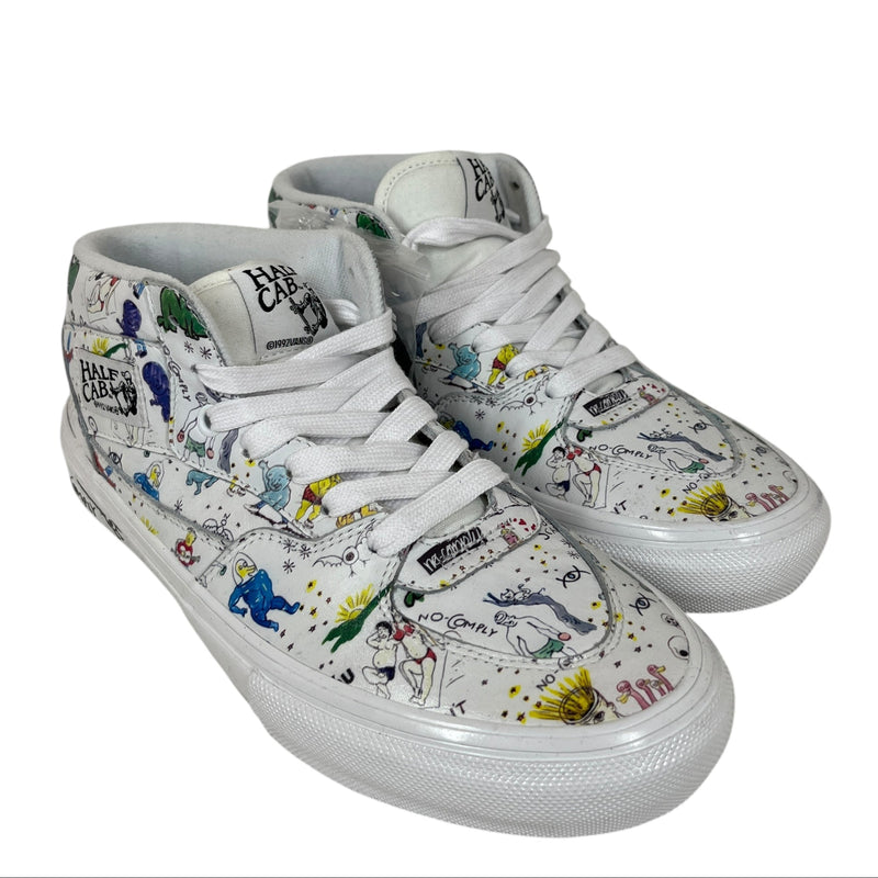 VANS/Hi-Sneakers/US 9/All Over Print/Leather/WHT/Daniel Johnston No-Comply