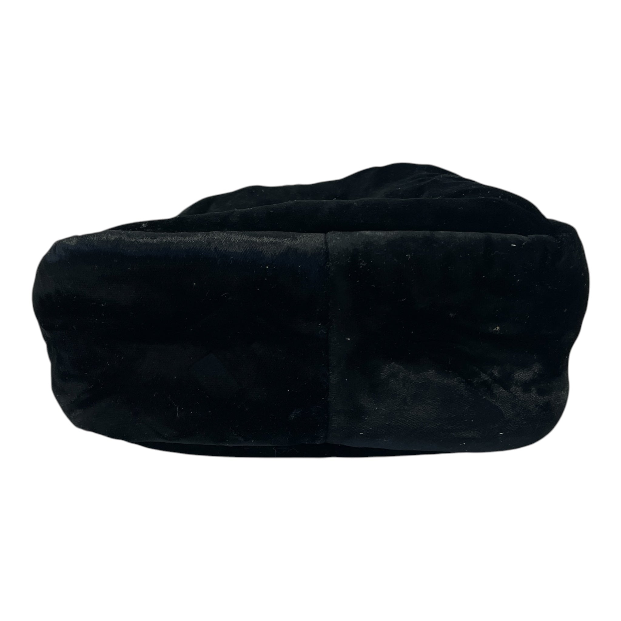 PRADA/Hand Bag/Velour/BLK/mini velvet bag/ leather strap view 4