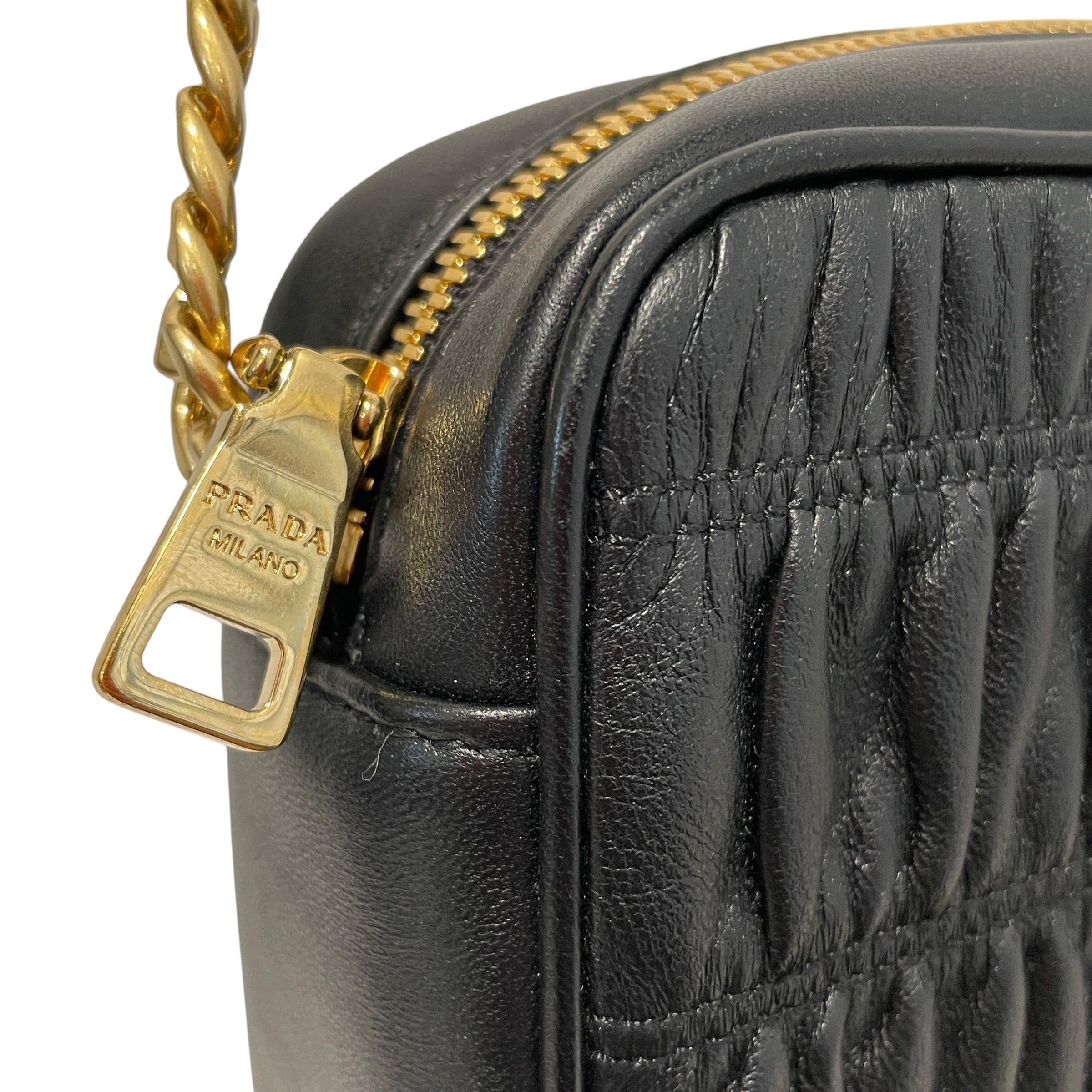 PRADA/Cross Body Bag/Leather/BLK/Nappa Gaufre Camera Bag view 7