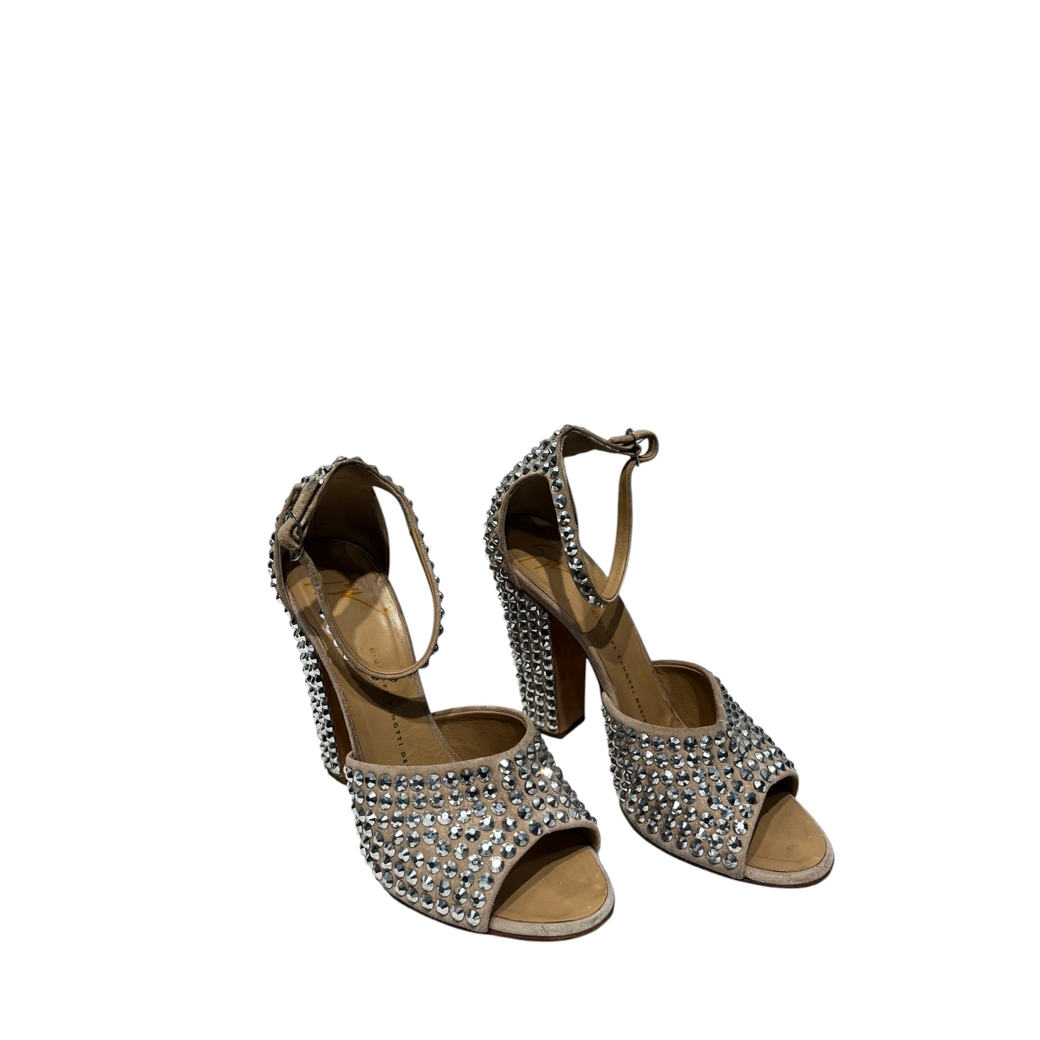 GIUSEPPE ZANOTTI DESIGN/Heels/EU 38/Iridescent/Suede/BEG/embellished view 2