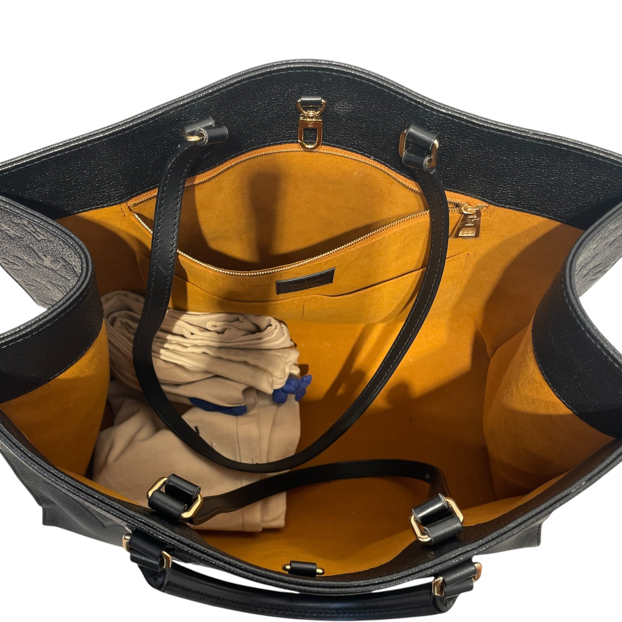 LOUIS VUITTON/Tote Bag/Leather/BLK/onthego gm tote view 4