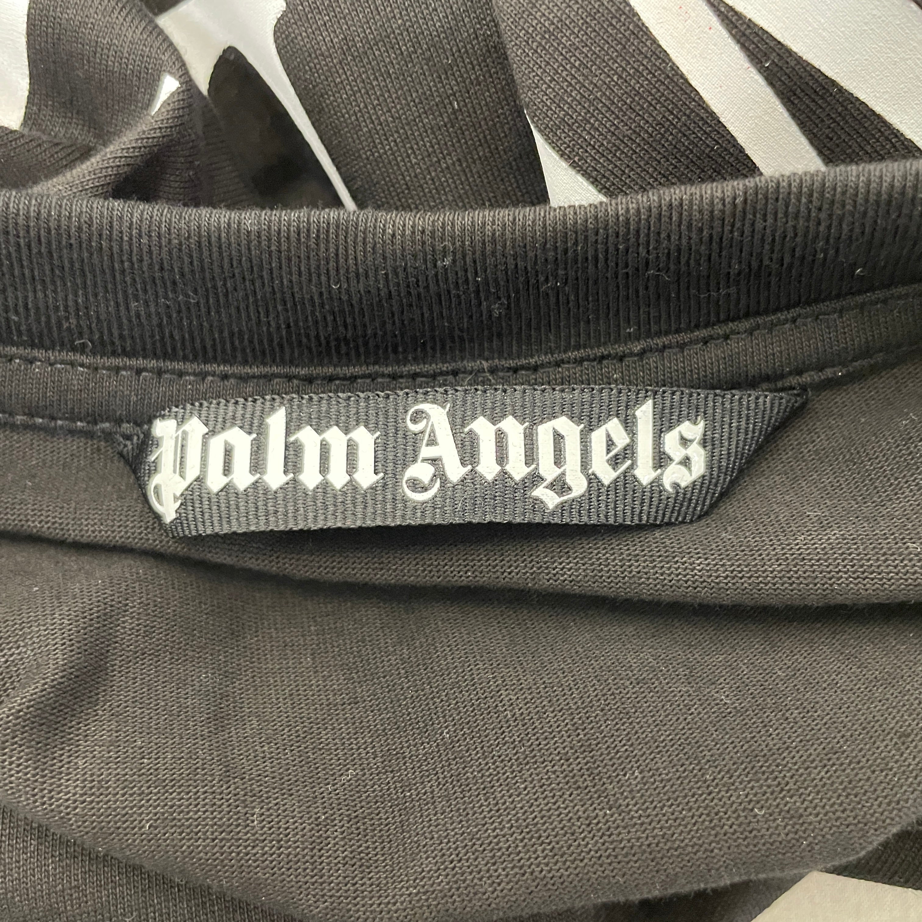 Palm Angels/T-Shirt/M/Cotton/BLK/Graphic/red flames around bottom view 3