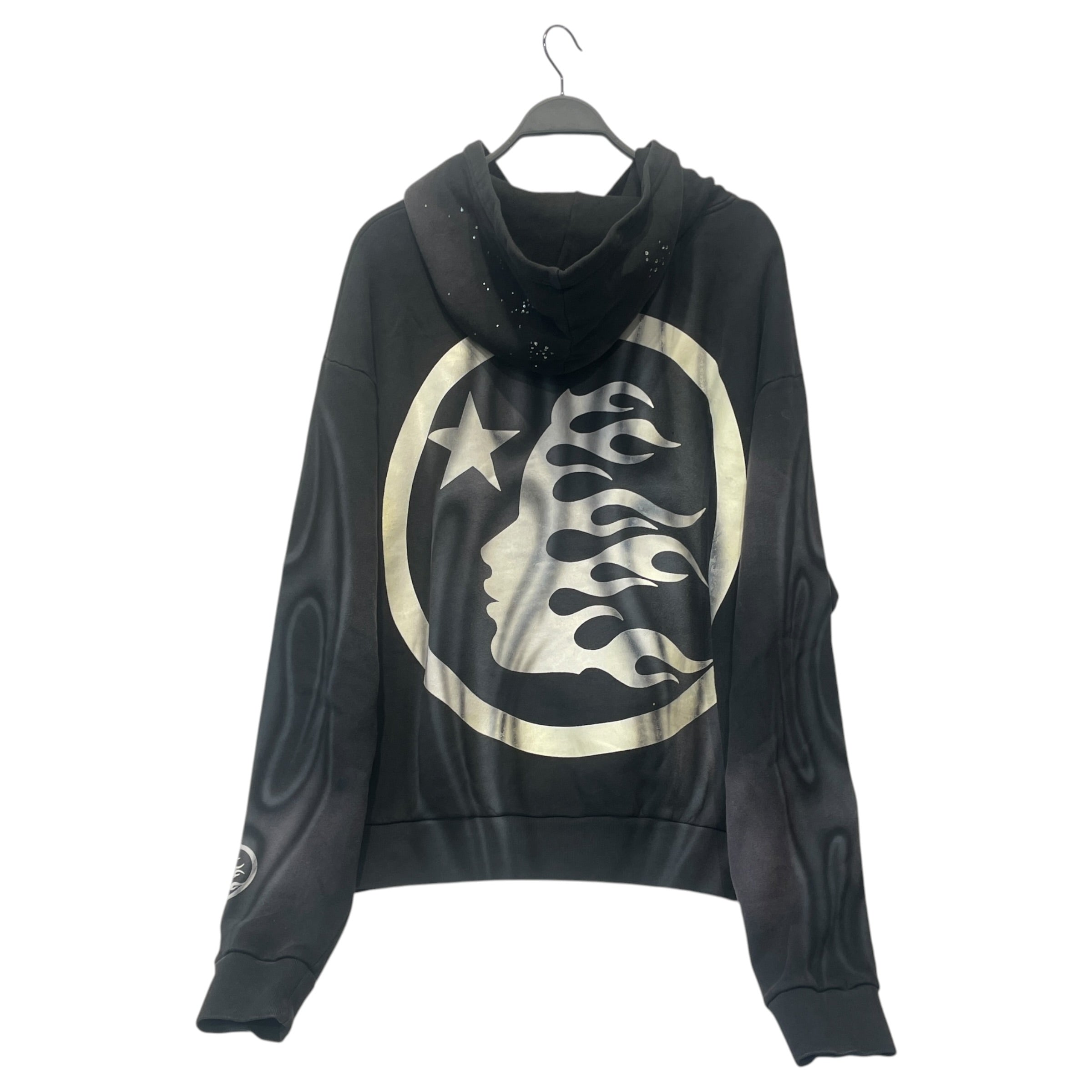HELLSTAR/Hoodie/L/Cotton/BLK/AIRBRUSH FLAME RHINESTONE view 2