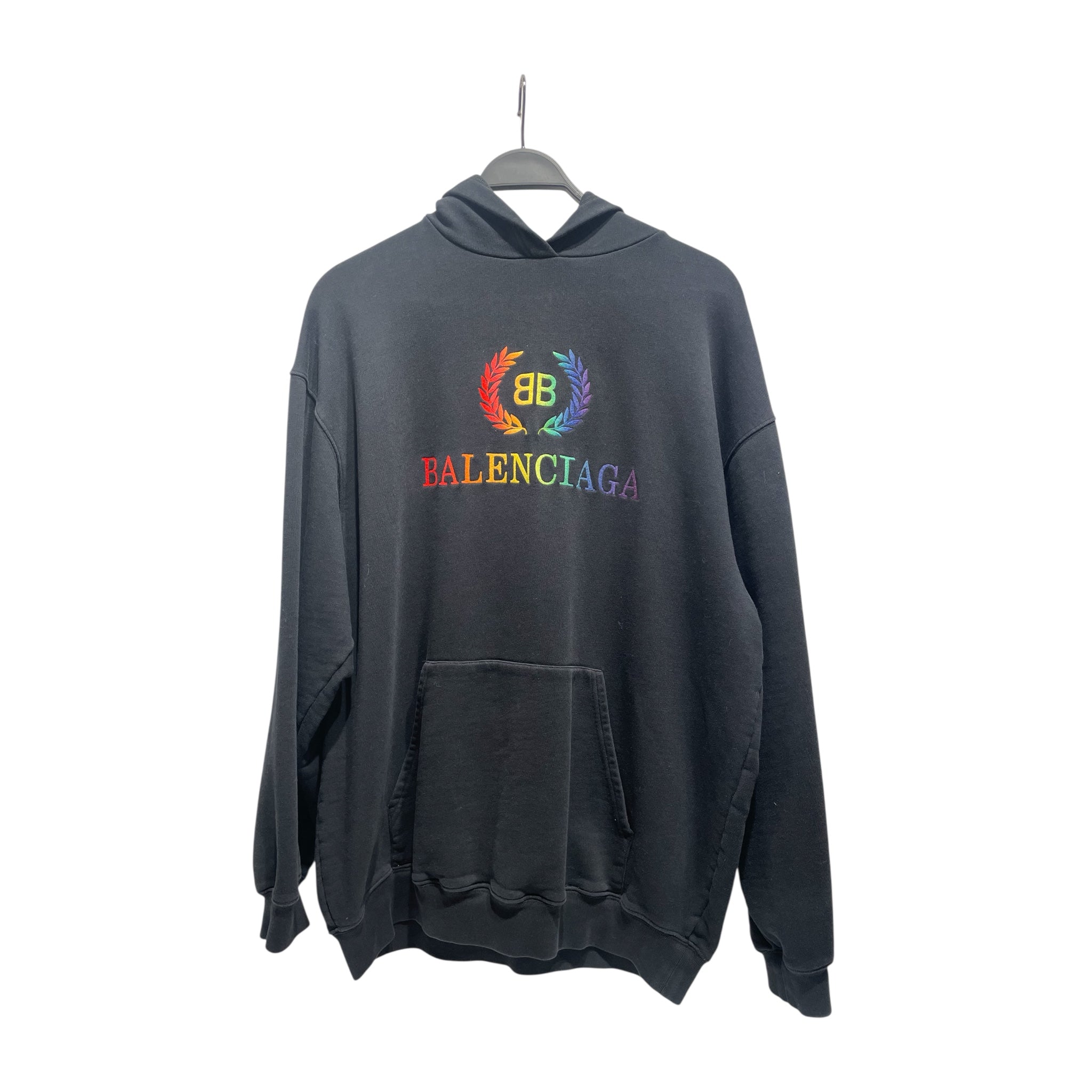 BALENCIAGA/Hoodie/XS/Cotton/BLK/rainbow crest view 1