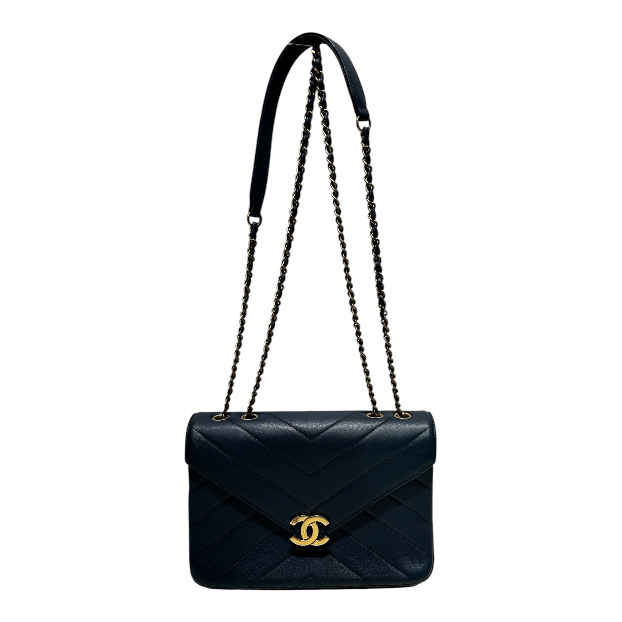 CHANEL/Bag/Leather/NVY/CHEVRON MINI COCO LEATHER FLAP view 1