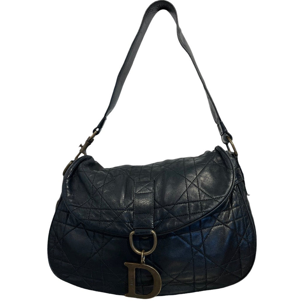 Christian Dior/Hand Bag/Leather/BLK/CANNAGE FLAP BAG view 1