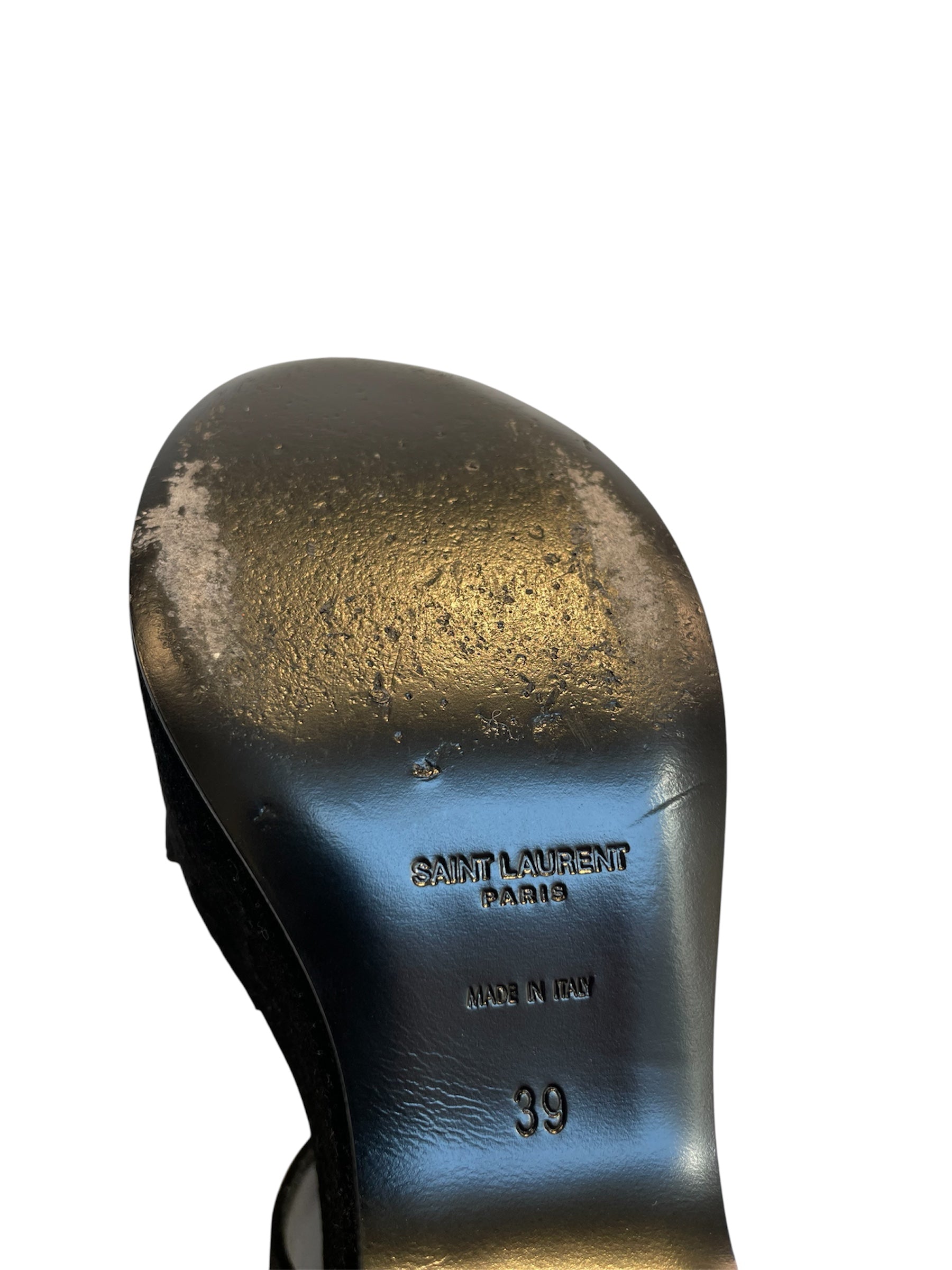 SAINT LAURENT/Heels/EU 39/Suede/BLK/BIG HEEL SUEDE view 4