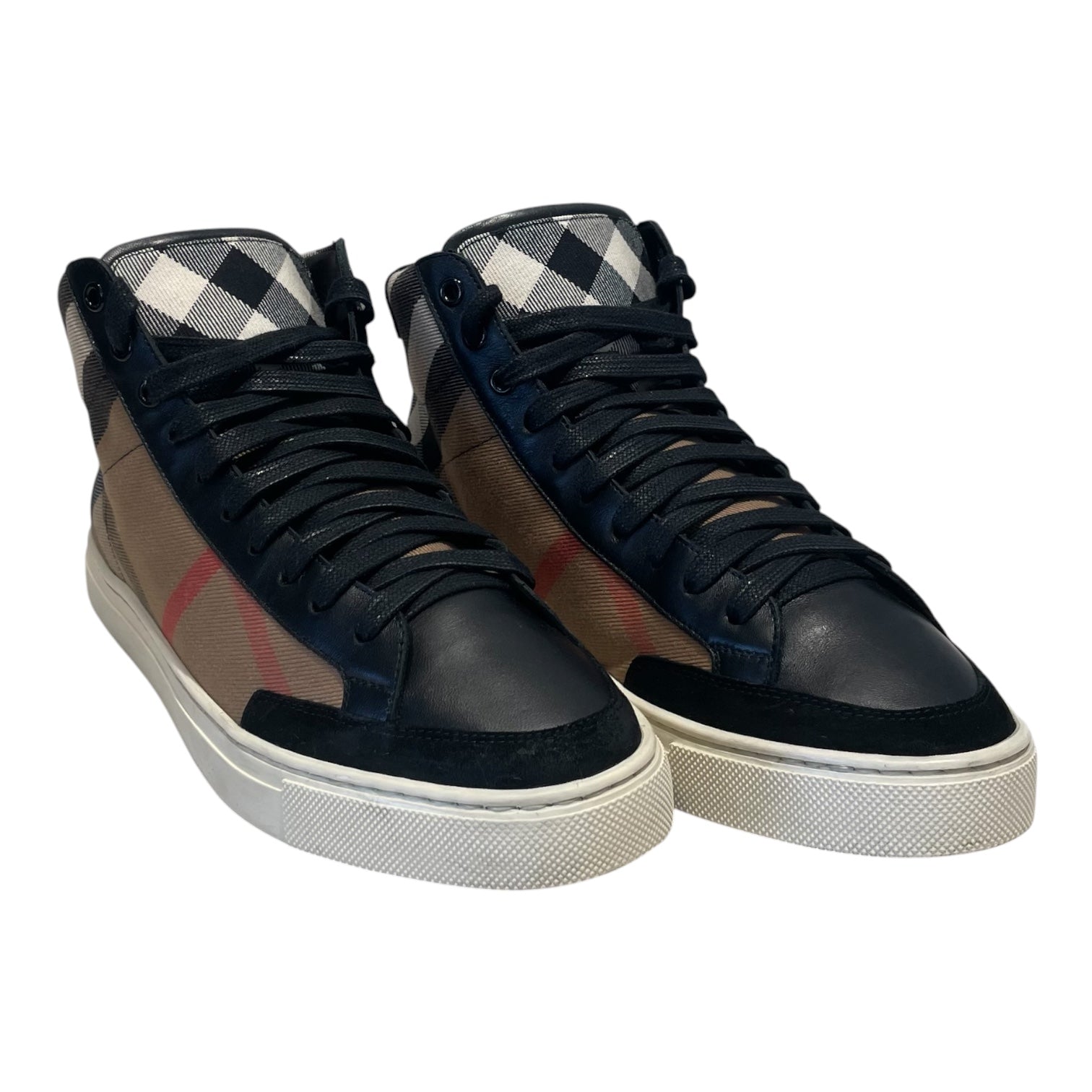BURBERRY LONDON/Hi-Sneakers/US 8/Plaid/Cotton/BLK/PAINTON Canvas view 1