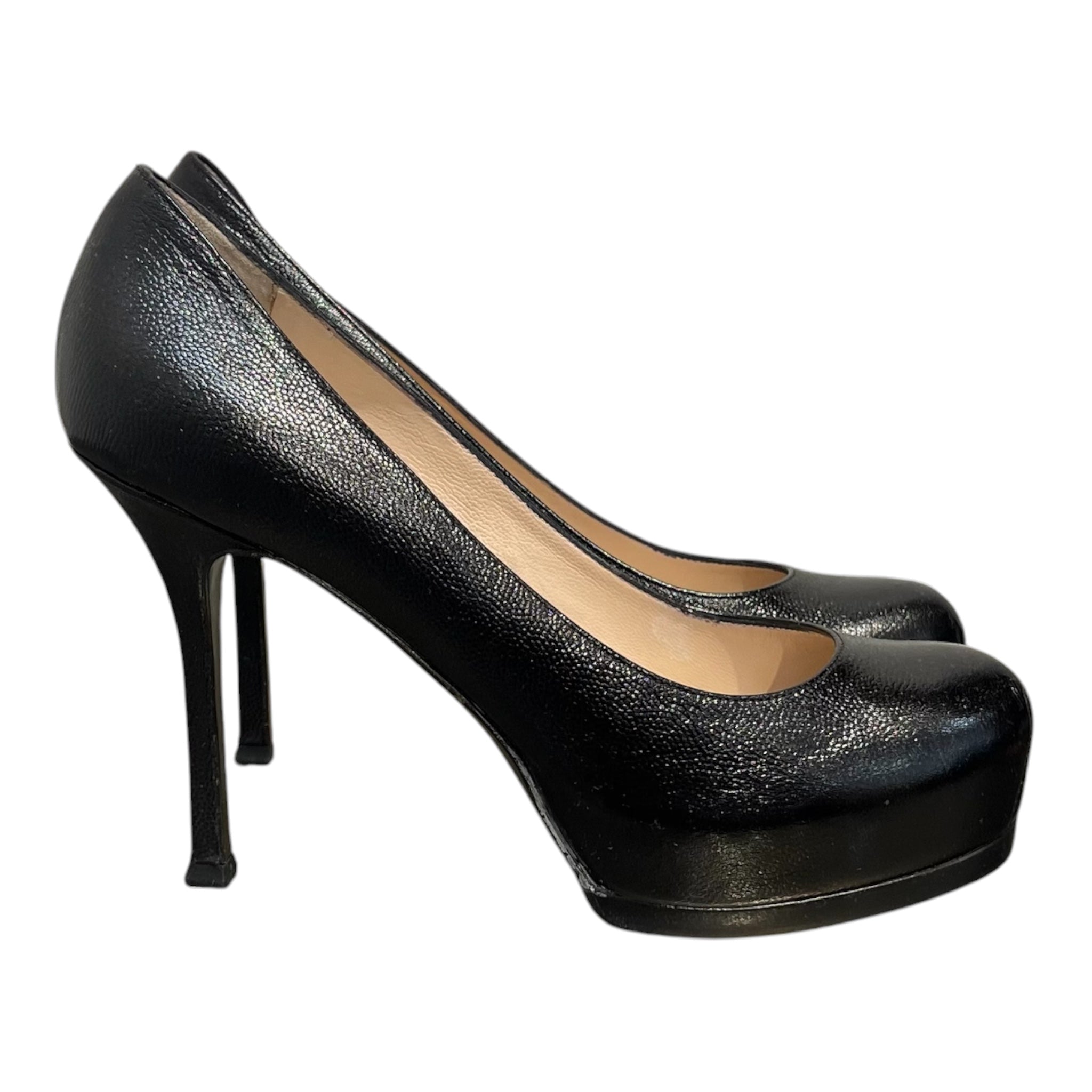 YVES SAINT LAURENT rive gauche/Heels/EU 37/Leather/BLK/caviar pumps view 2