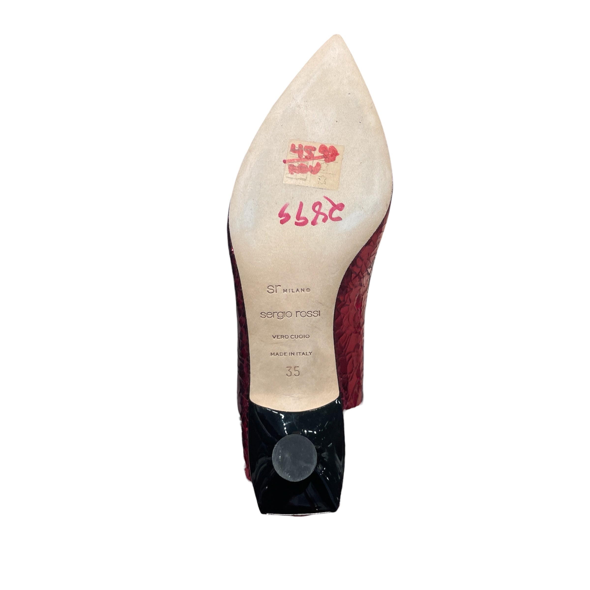 sergio rossi/Heels/EU 35/RED/Textured Kitten Heel Pumps view 3