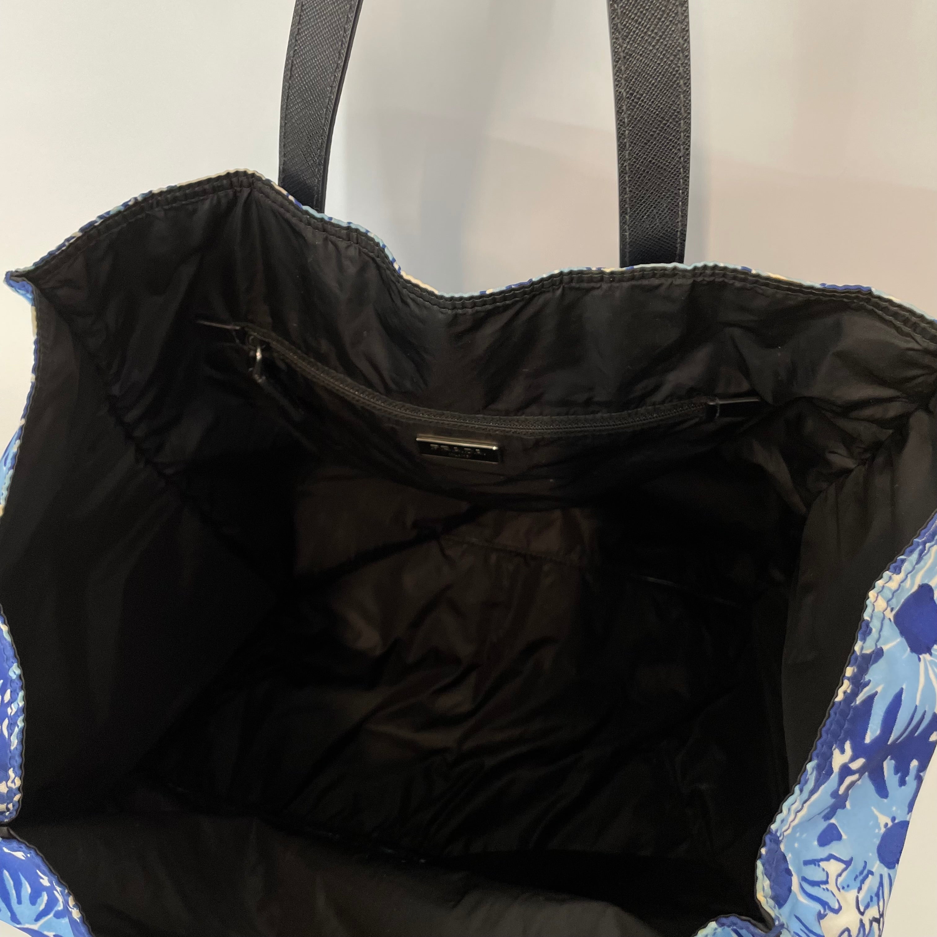 PRADA/Hand Bag/M/Floral Pattern/Cotton/BLU/tessuto stampat tote view 4