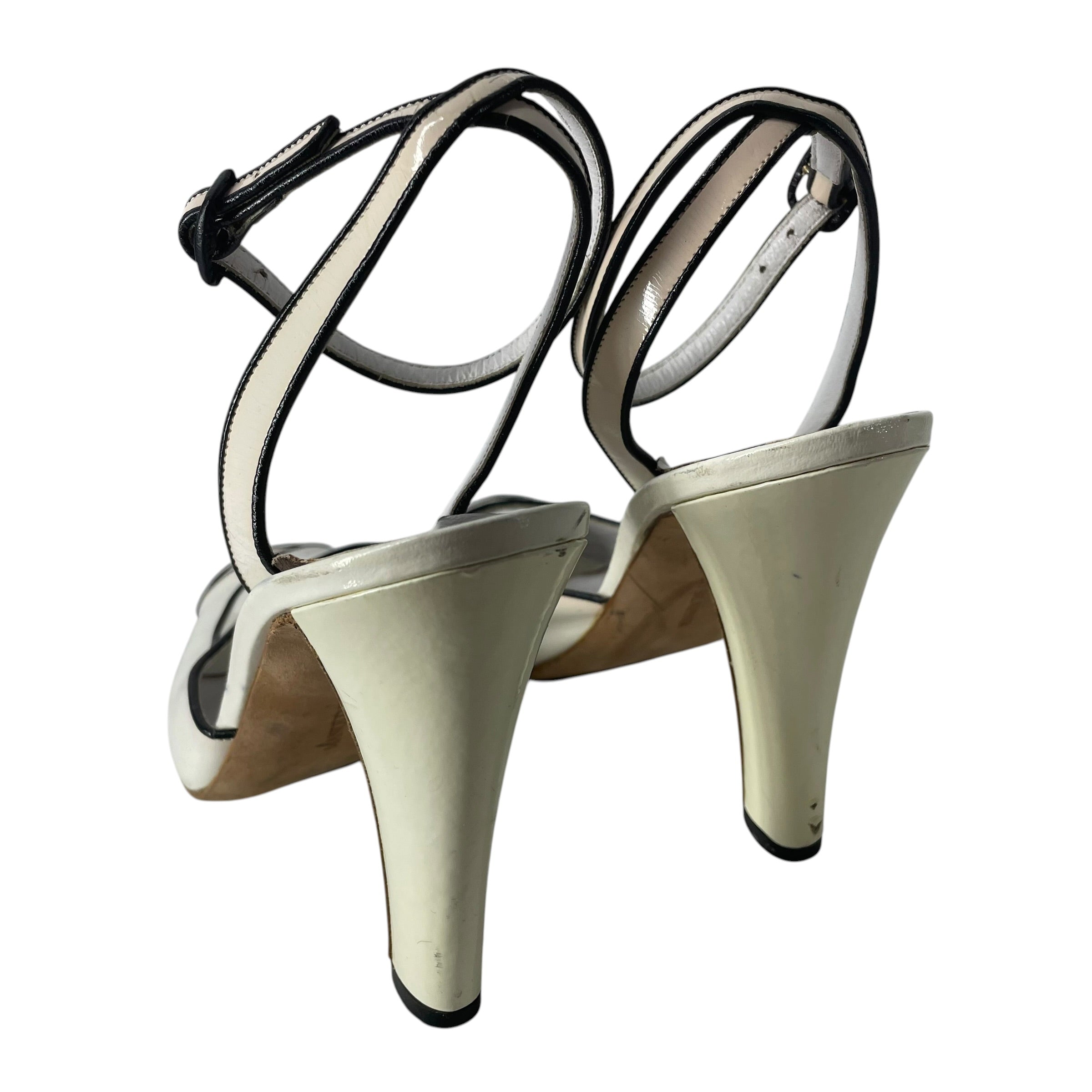 MANOLO BLAHNIK/Heels/EU 38.5/Leather/WHT/Ankle Strap/TULIP PATENT PEEP TOE view 2