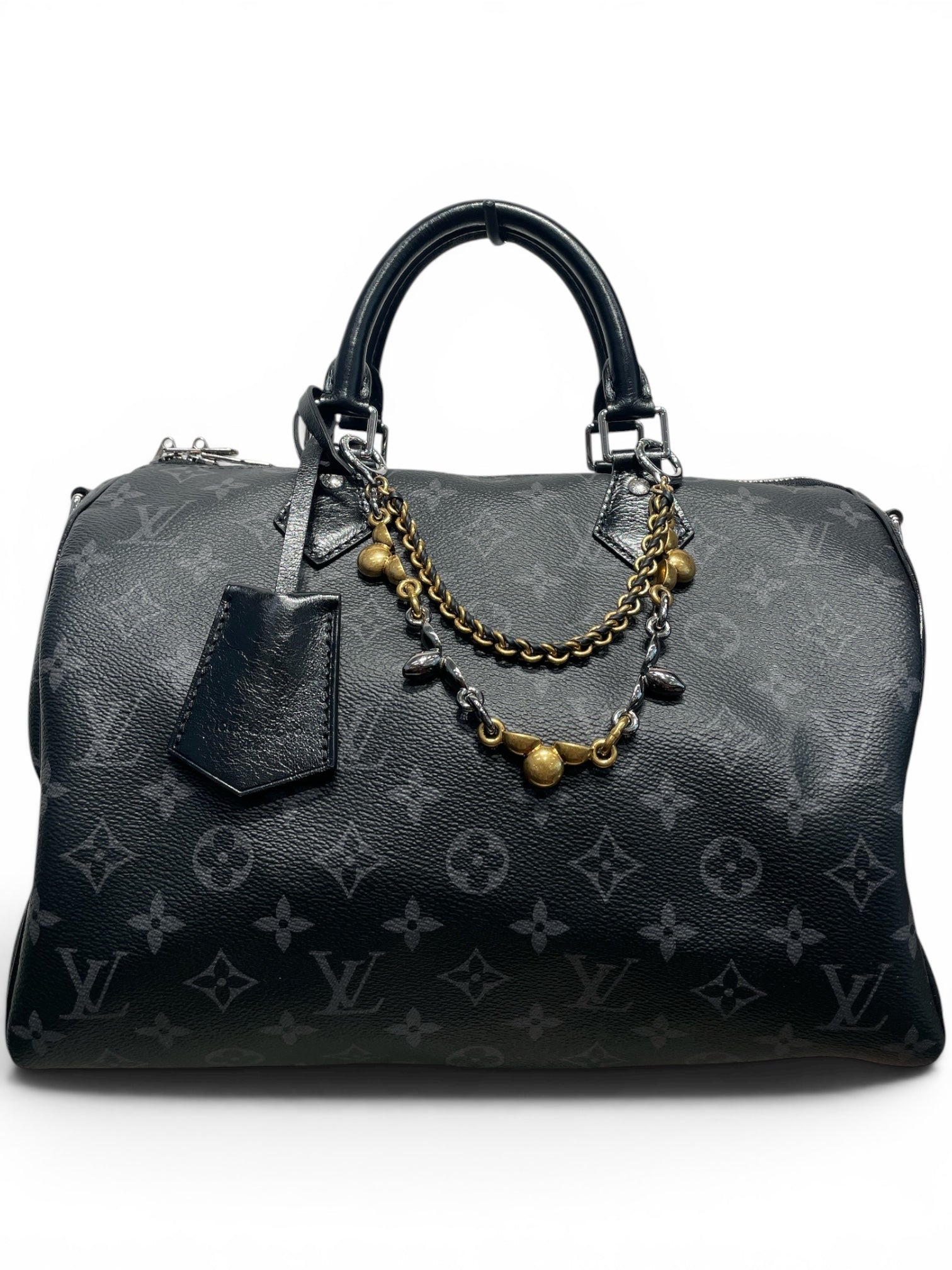 LOUIS VUITTON/Hand Bag/Monogram/Leather/BLK/SPEEDY SOFT 30 view 1