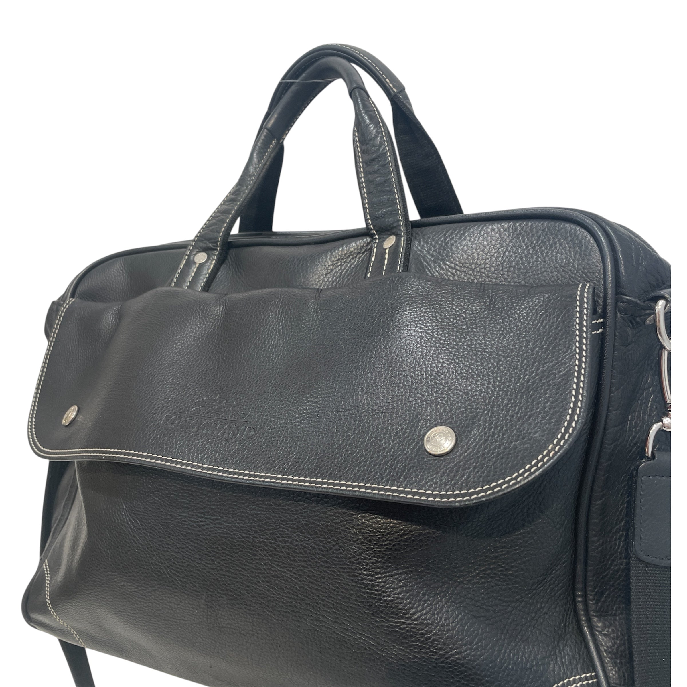 LONGCHAMP/Attache Case/Leather/BLK/Messanger Bag view 3