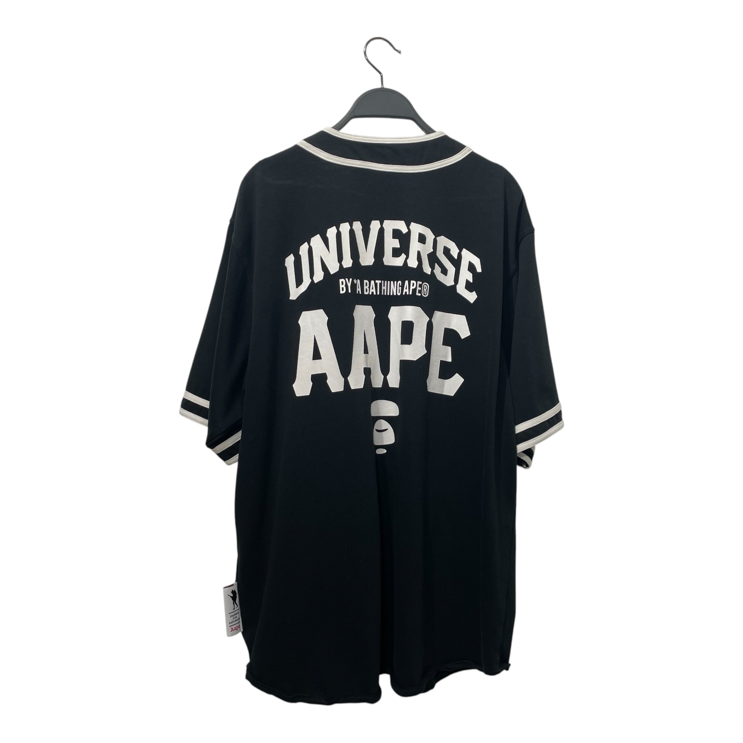 AAPE BY A BATHING APE/SS Shirt/L/Cotton/BLK/Baseball Jersey, AAPENOW logo view 2
