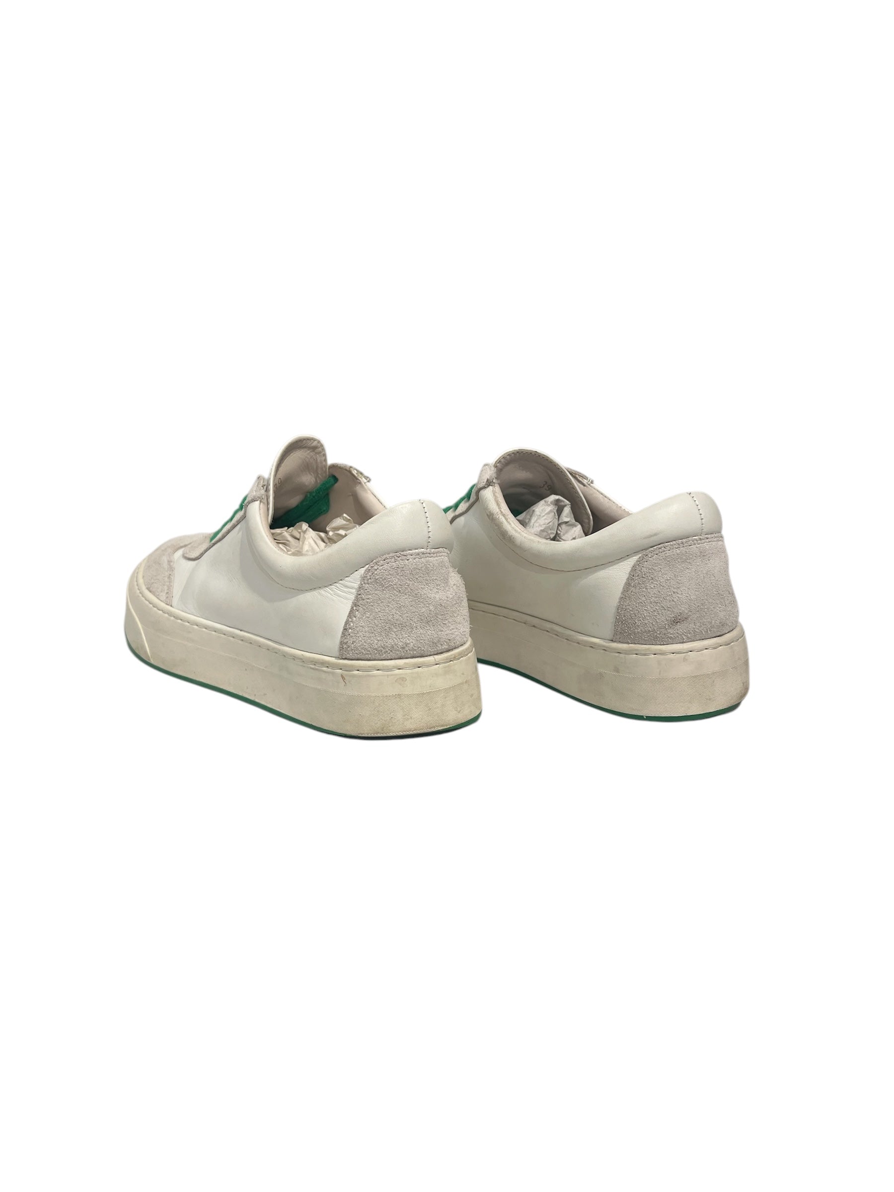 THE ROW/Low-Sneakers/EU 39/Leather/CRM/GREEN SOLE & LACES view 2