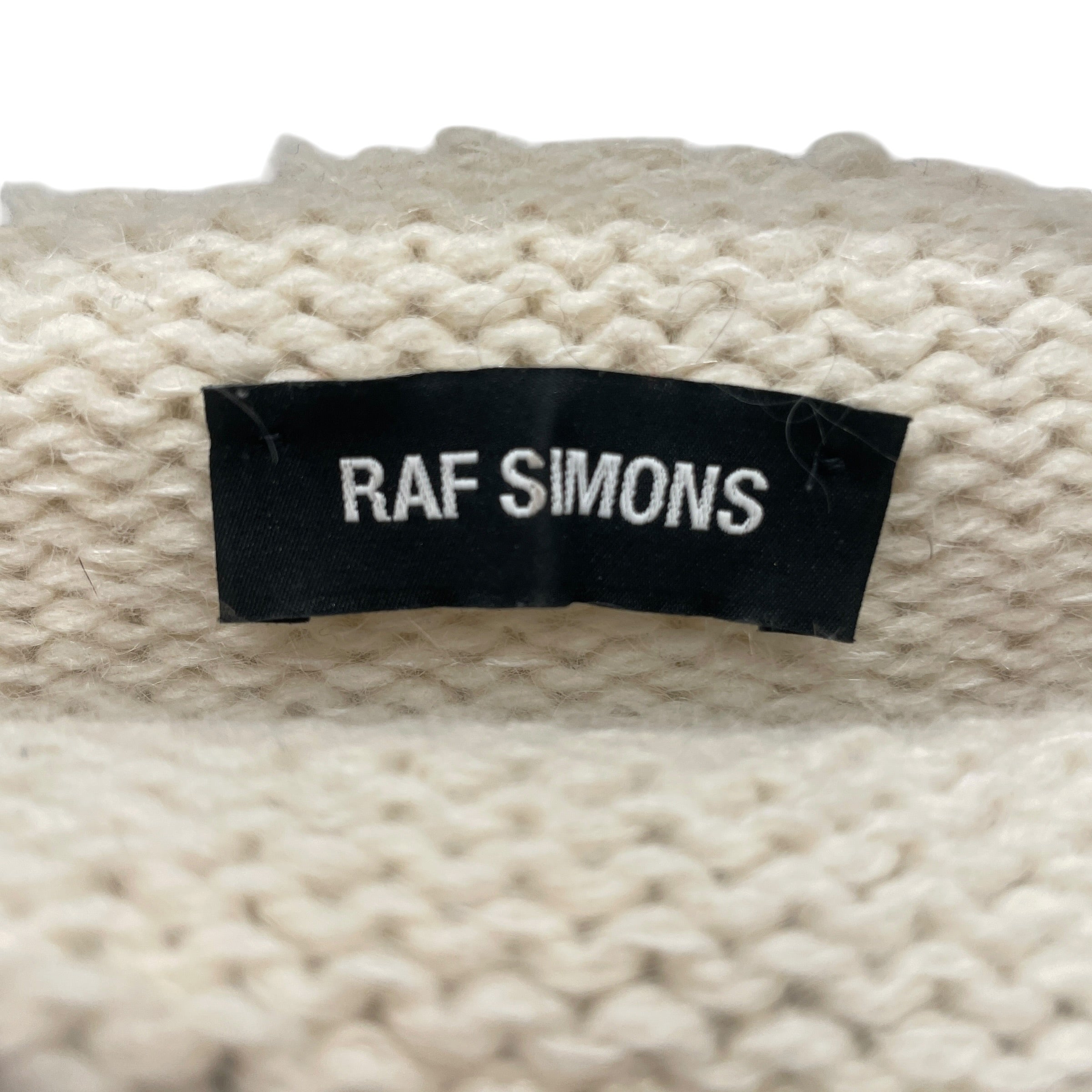 RAF SIMONS/Sweater/L/Wool/WHT/KNIT CONTRAST DETAIL view 3