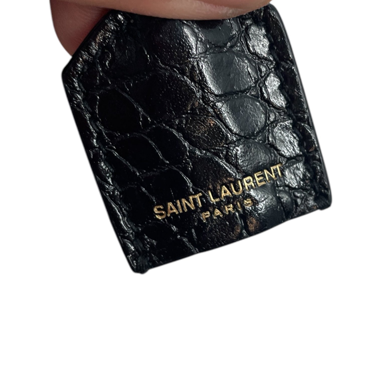 SAINT LAURENT/Cross Body Bag/Animal Pattern/Leather/BLK/CROCODILE MINI SAC DE JOUR view 7