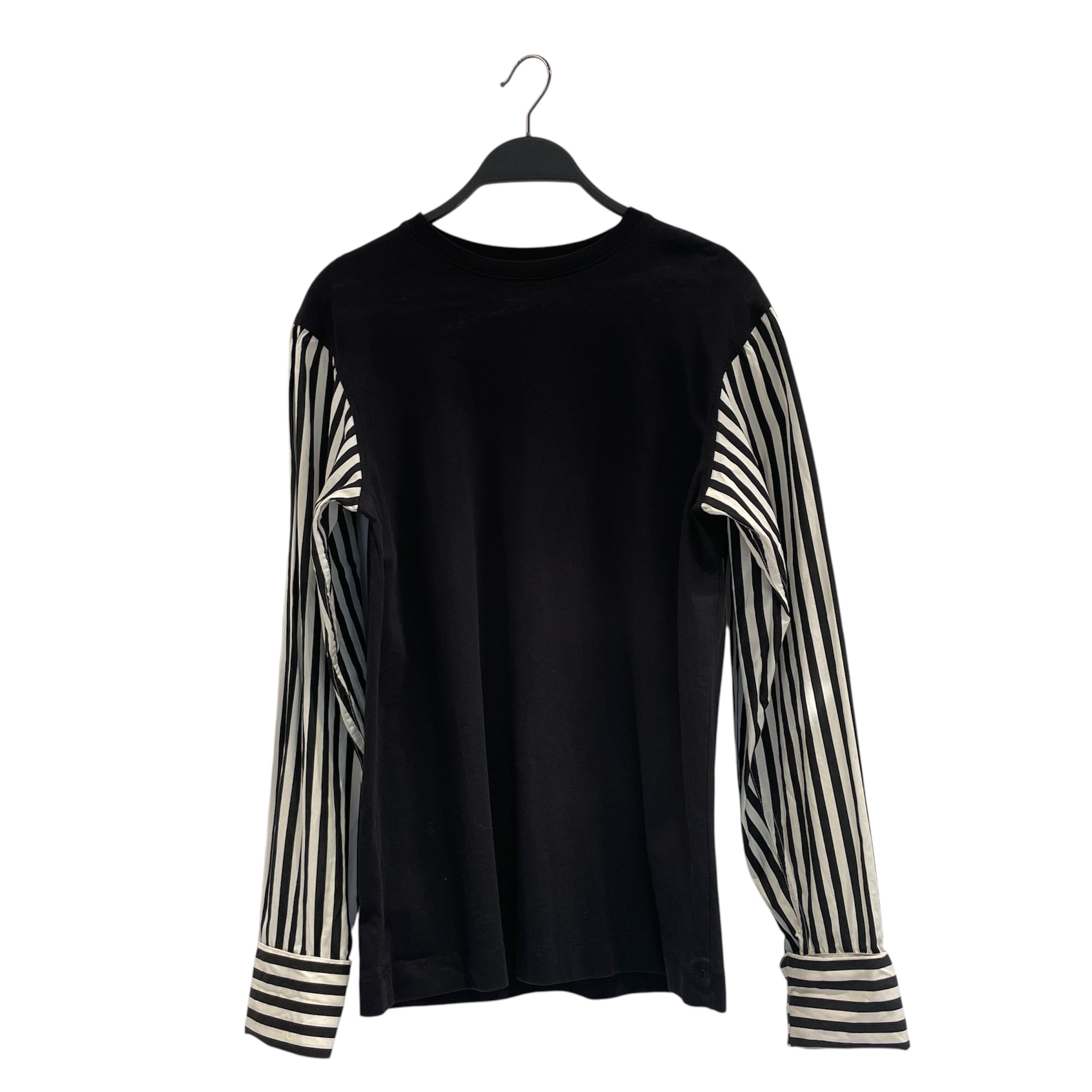 DRIES VAN NOTEN/LS T-Shirt/XS/Cotton/BLK/striped sleeve view 1