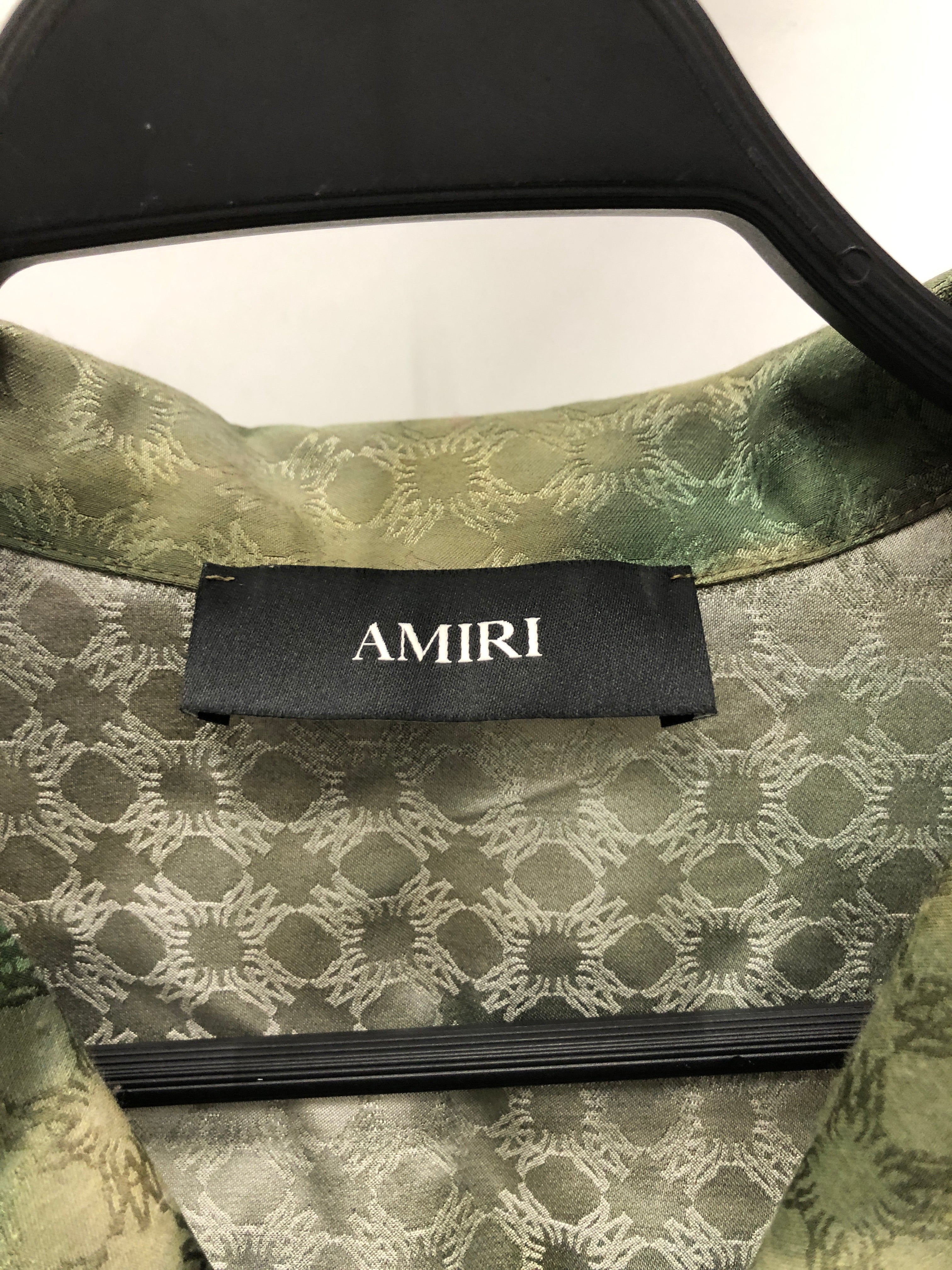 AMIRI/Polo Shirt/L/Silk/GRN/Monogram/Shiny Button up view 4