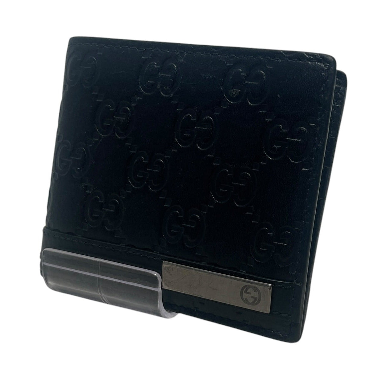 GUCCI/Wallet/Leather/BLK/M's/gg view 1