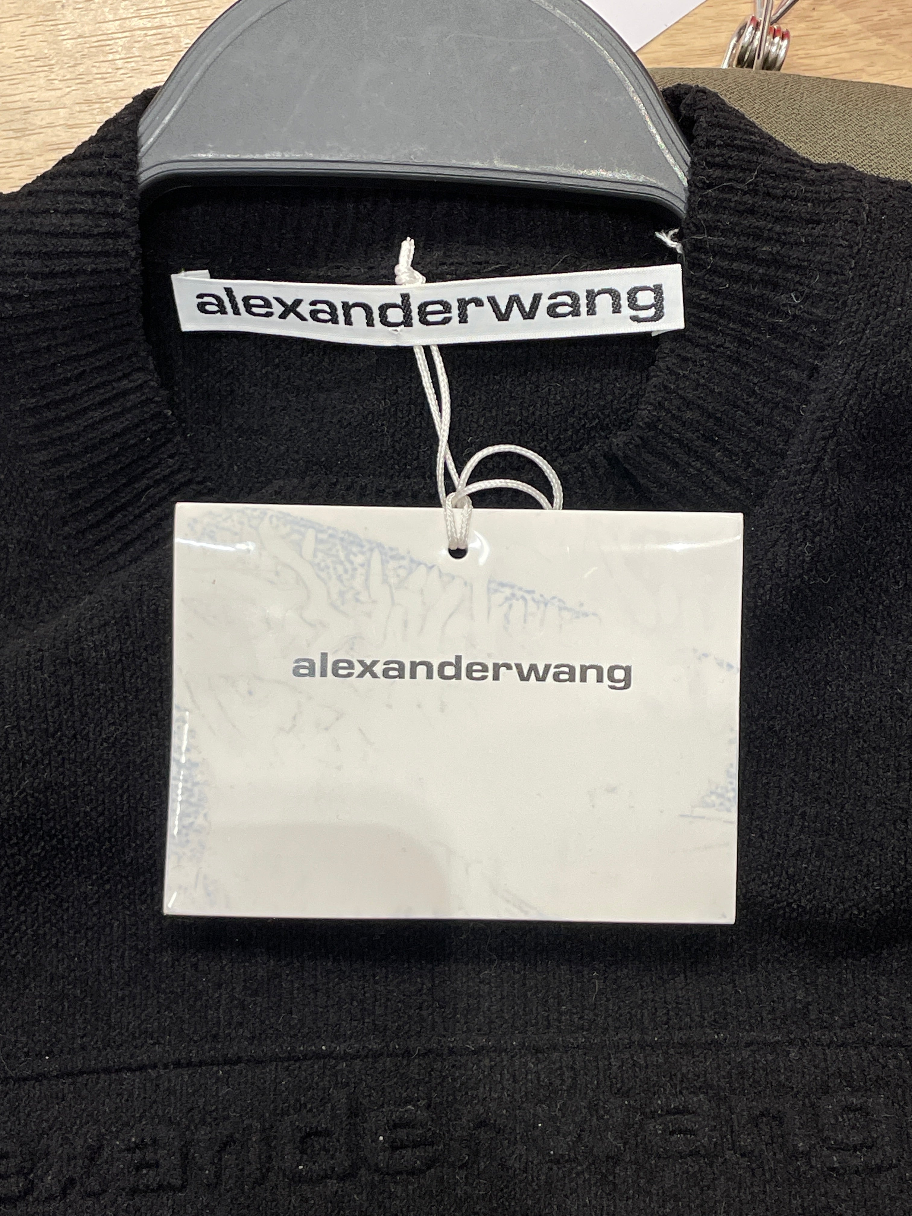 Alexander Wang/Sweater/XS/Polyester/BLK/embriodered logo/short sleeve view 3