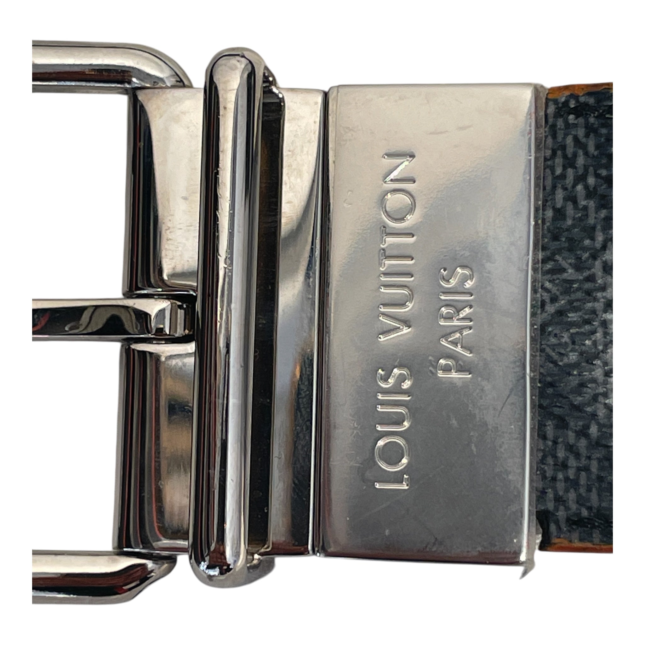 LOUIS VUITTON/Belt/Gingham Check/Leather/GRY/orange view 3