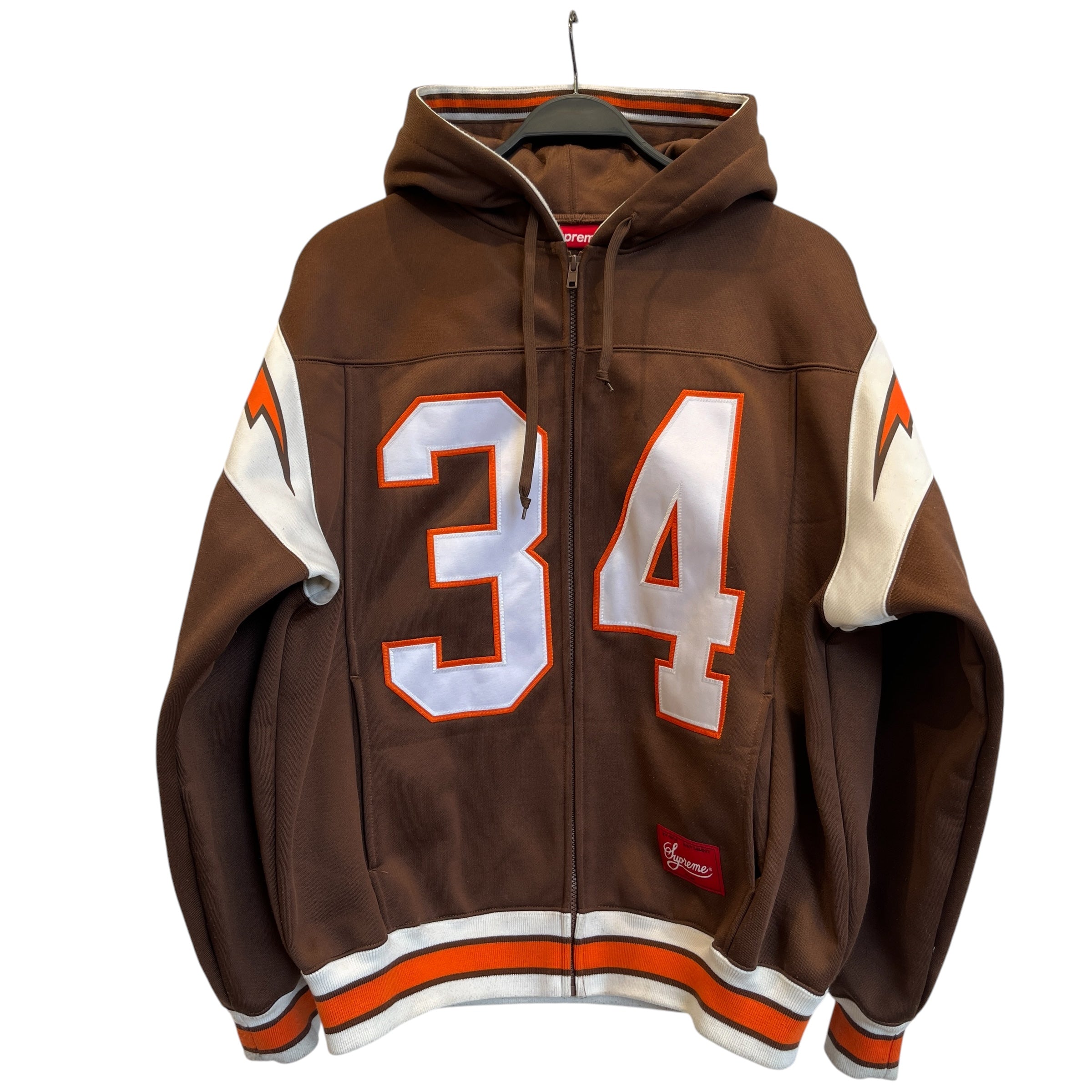 Supreme/Zip Up Hoodie/M/Polyester/BRW/FOOTBALL ZIP UP HOODIE view 1