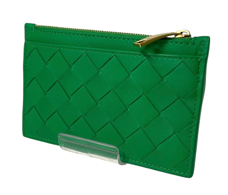BOTTEGA VENETA/Wallet/Leather/GRN/GOLD CIRCLE WOVEN