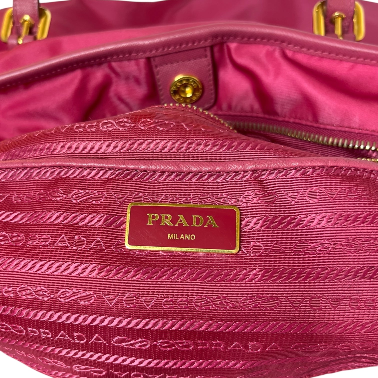 PRADA/Bag/Cotton/PNK/TESSUTO TOTE W/ LEATHER TRIM view 3