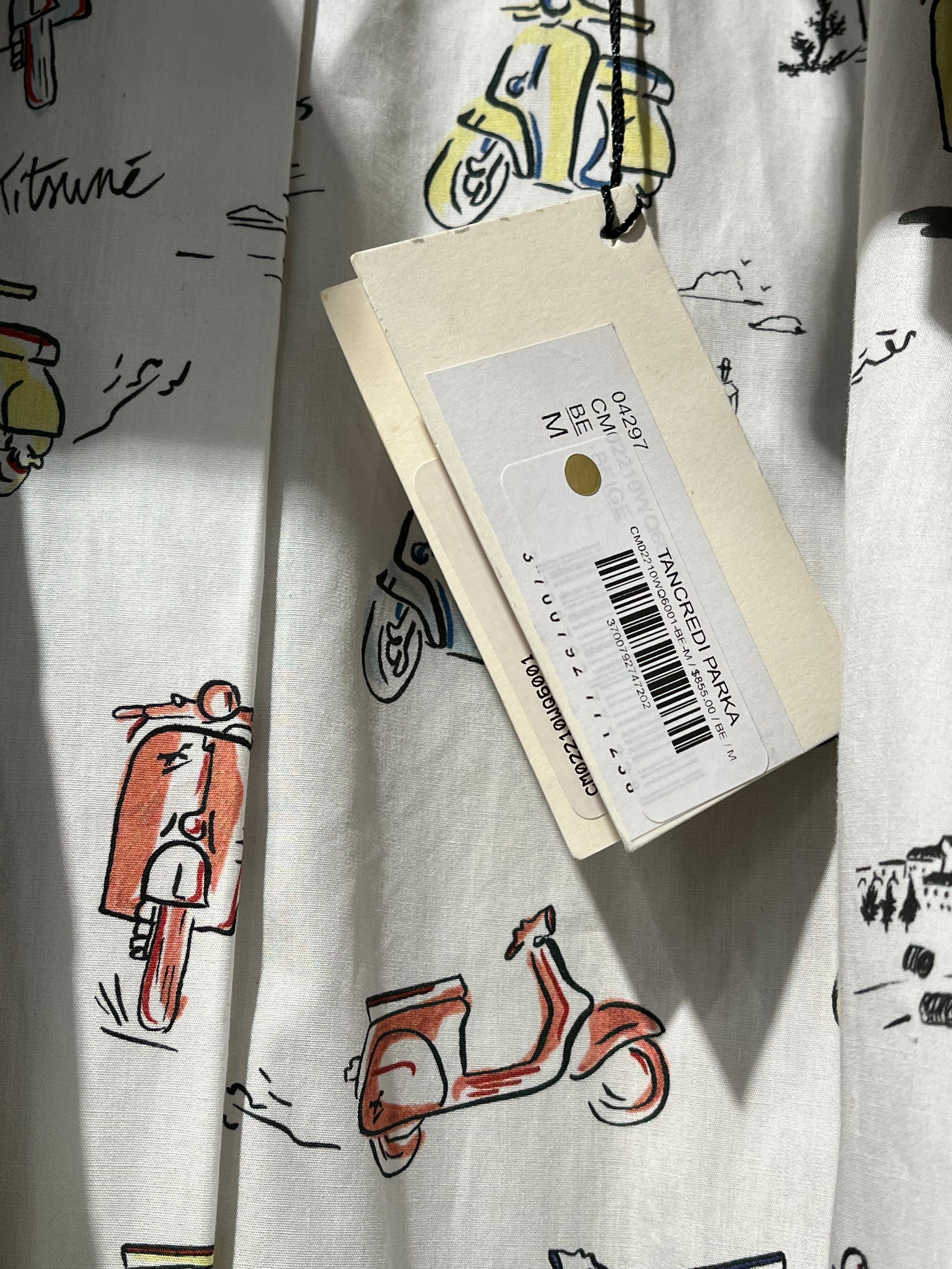 MAISON KITSUNE/Coat/M/Cotton/BEG/SCOOTERS ON INSIDE LINING view 6
