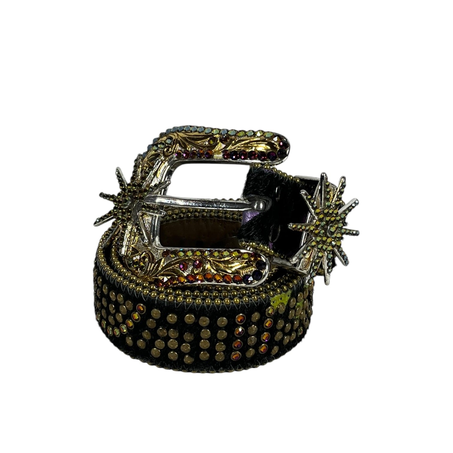 b.b.simon/Belt/Fur/BLK/STUDDED STAR BELT view 1