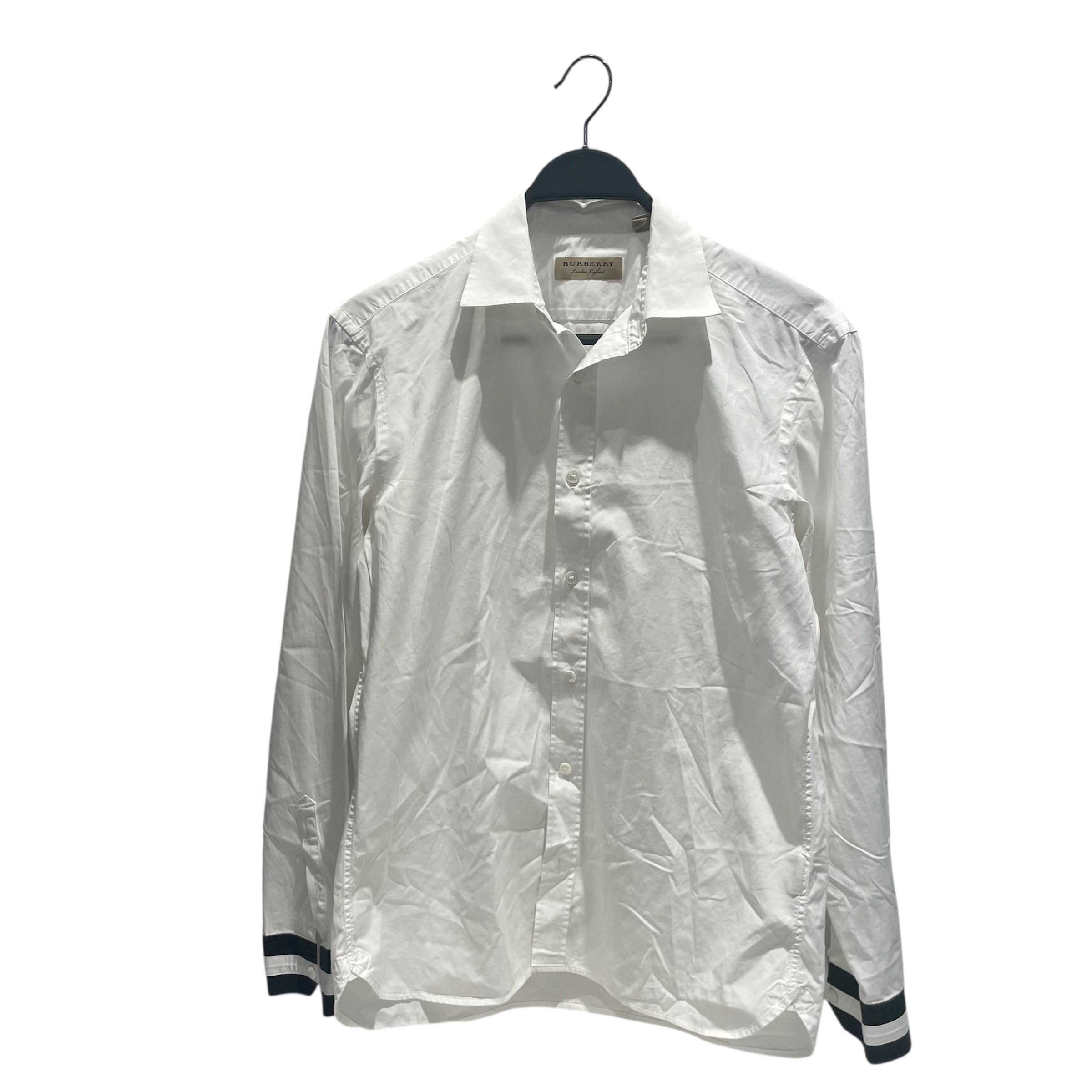 BURBERRY LONDON/Flannel Shirt/M/Cotton/WHT/Burberry Embroidered Stripe view 1