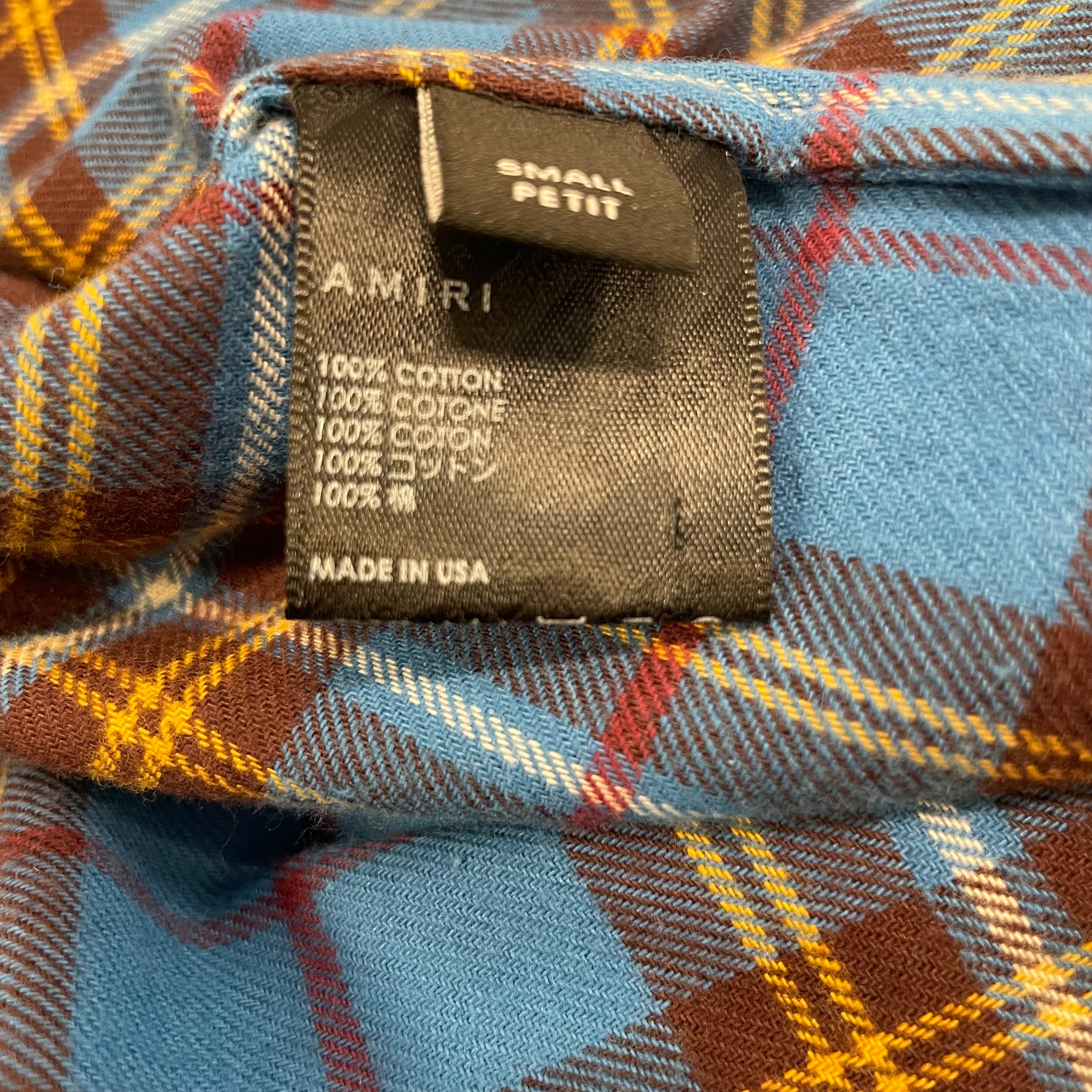 AMIRI/Flannel Shirt/S/Cotton/BLU/Plaid/AMIRI BLUE PLAID FLANNEL view 4