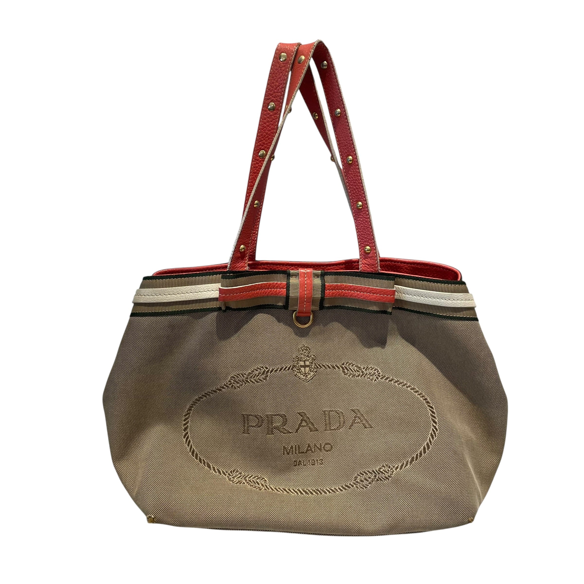 PRADA/Tote Bag/BEG/CANVAS BOW TOTE view 1