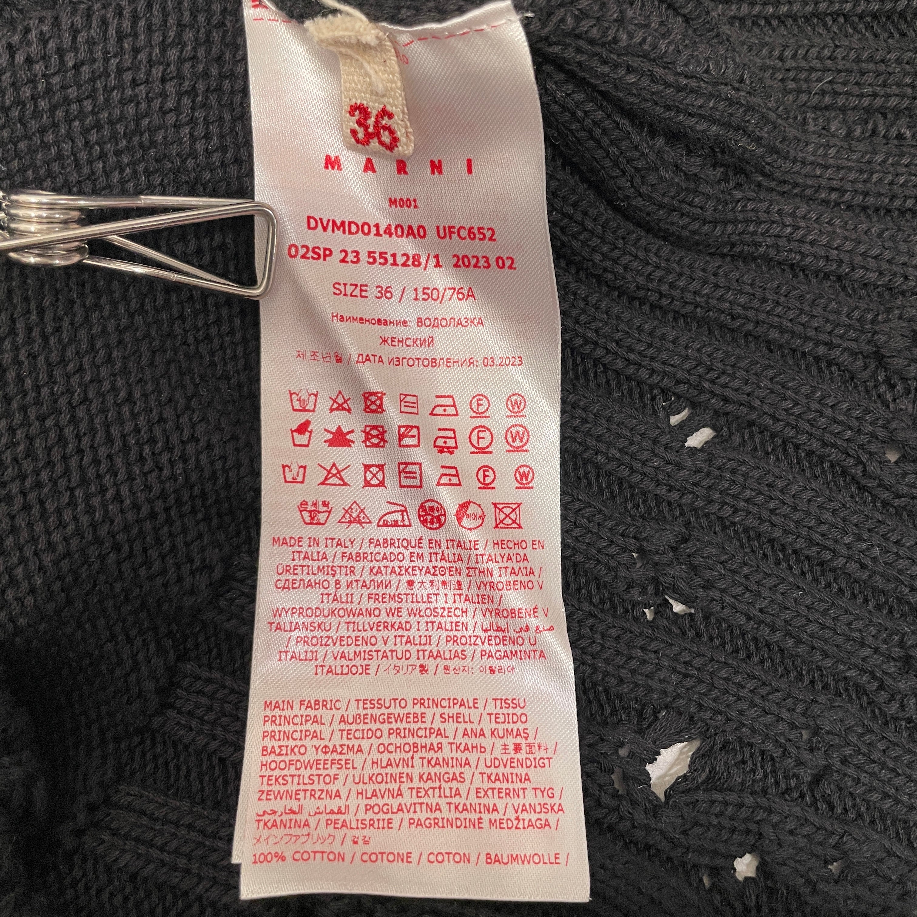 MARNI/Sweater/36/Cotton/BLK/High Neck/CROPPED SL view 4