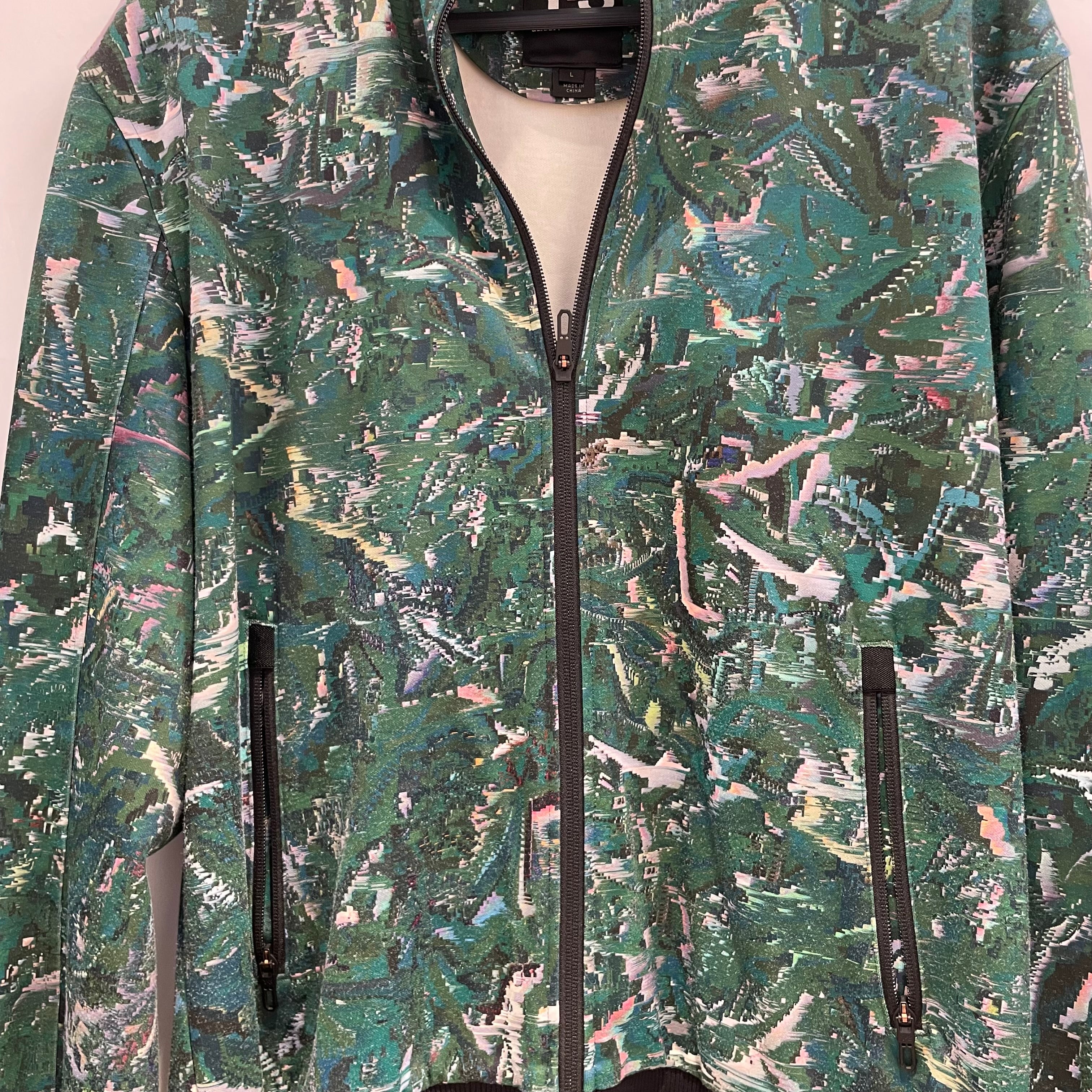 Y-3/Track Jkt/L/All Over Print/Cotton/GRN/3D GLITCH LIKE PATTERN ALL OVE view 4