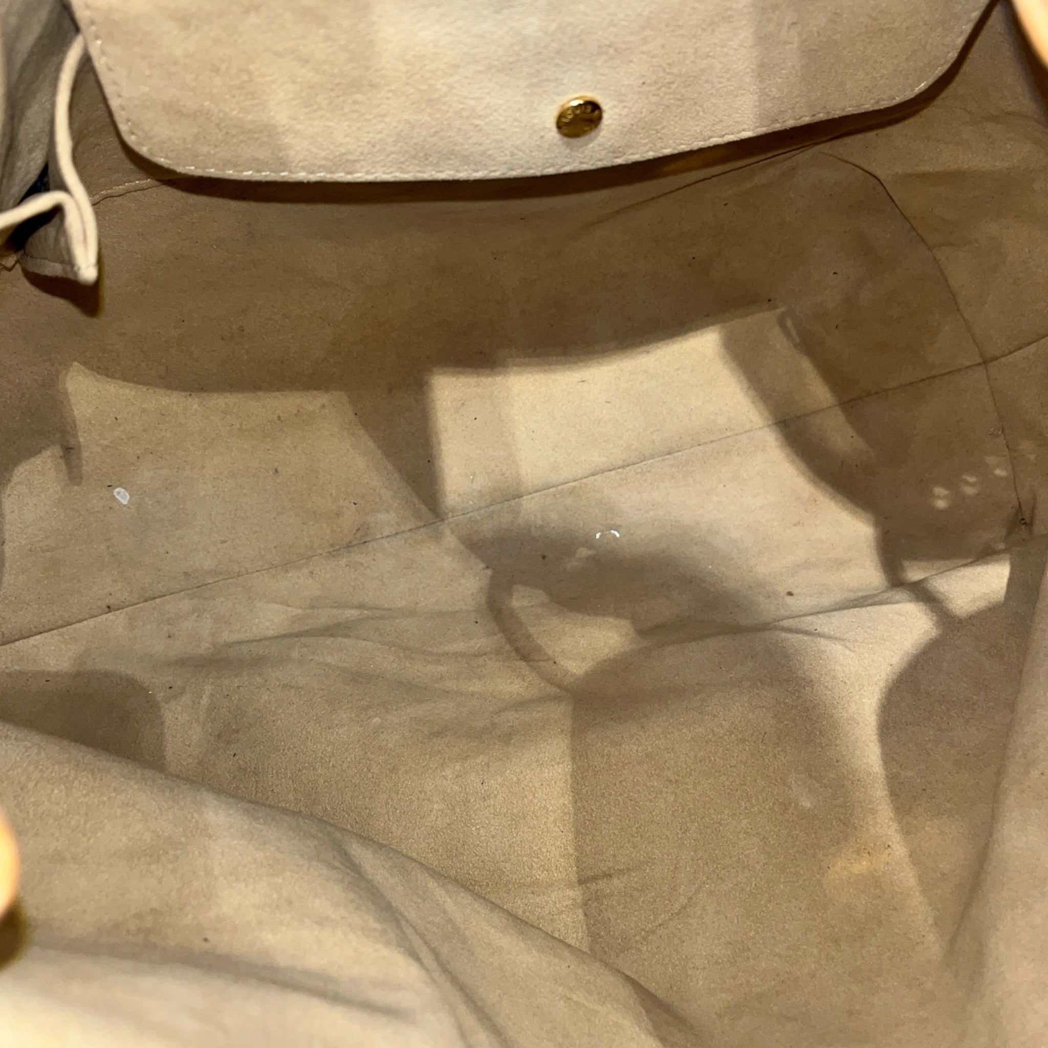 LOUIS VUITTON/Tote Bag/Monogram/BRW/gld plate/tan strap/suede innr view 4