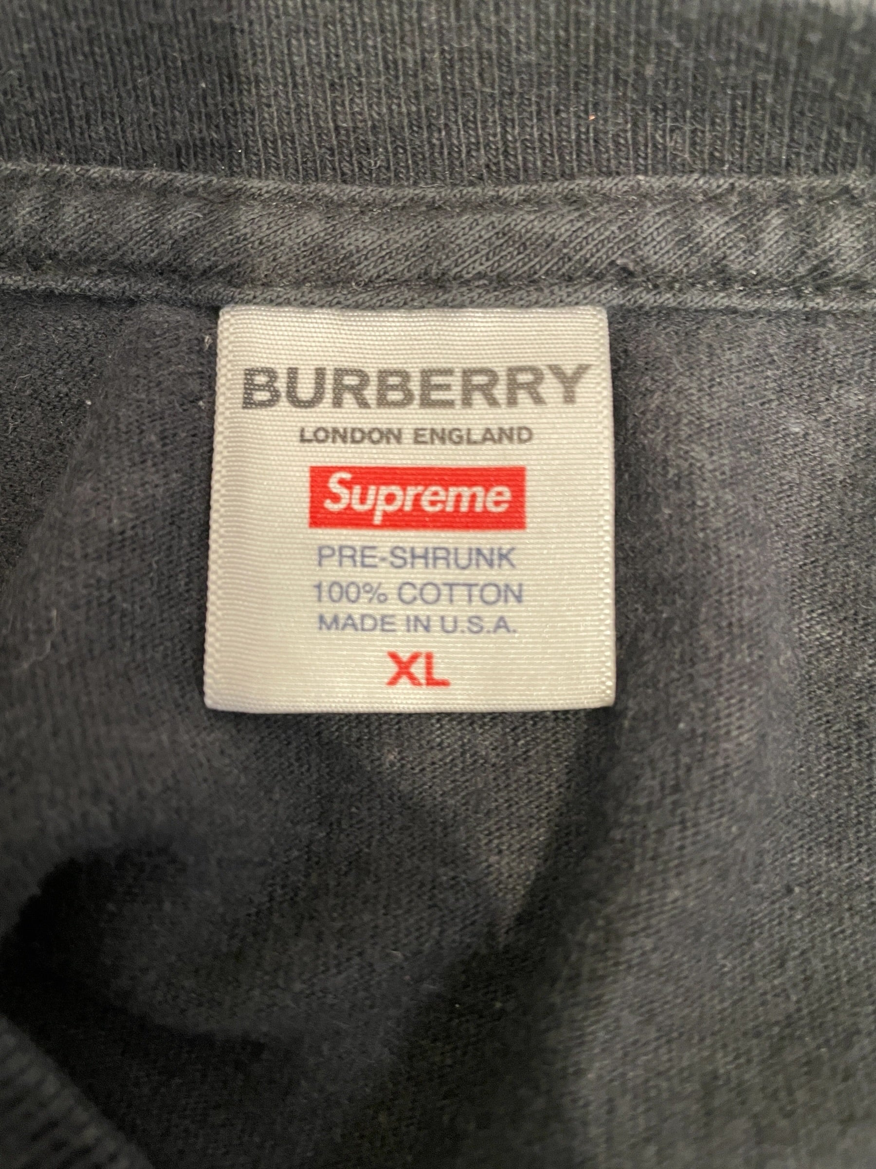 Supreme/BURBERRY LONDON/T-Shirt/XL/Cotton/BLK/ view 3