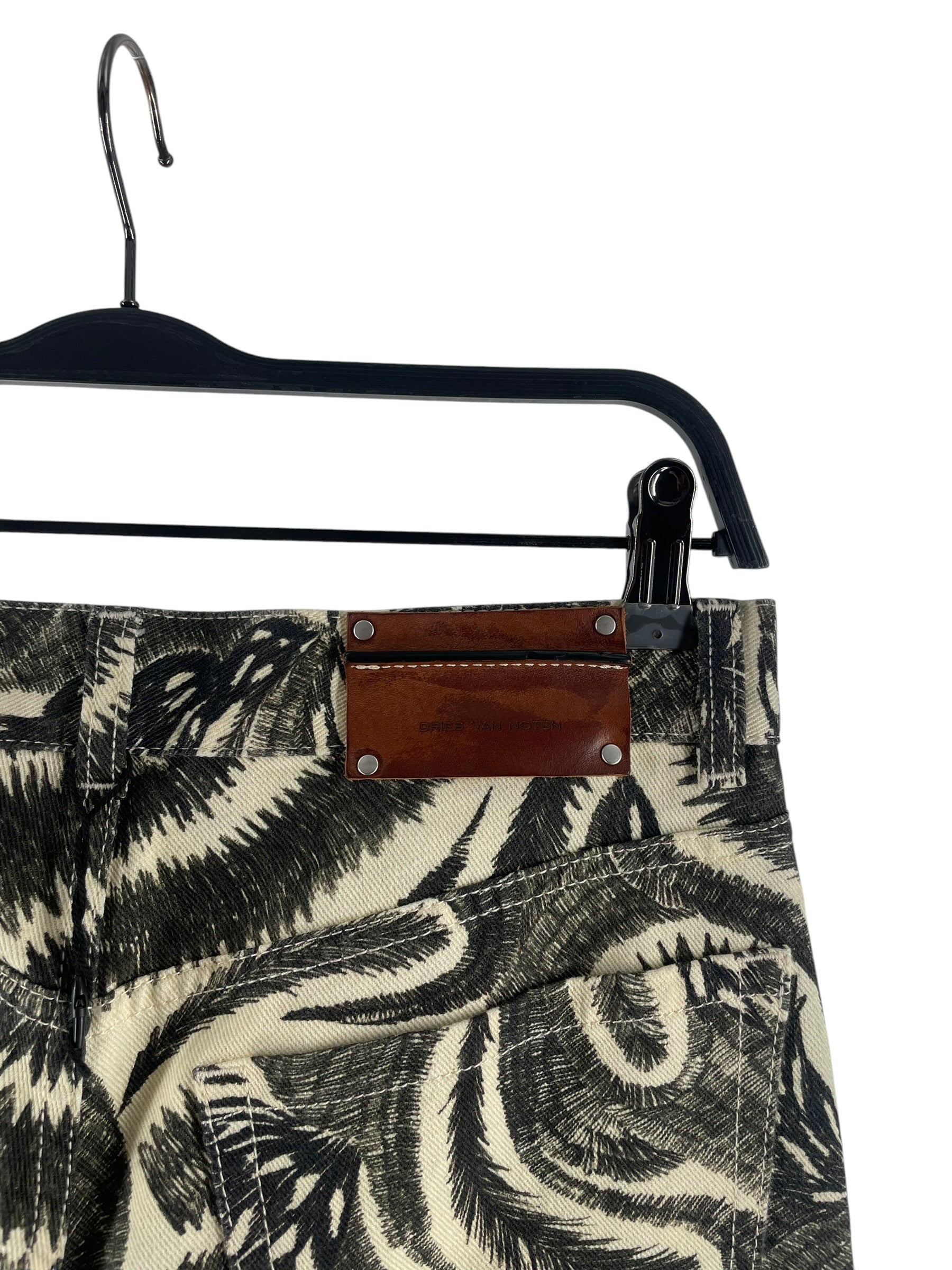 DRIES VAN NOTEN/Bottoms/27/Floral Pattern/Cotton/CRM/CREAM/BLK FLORAL JEANS SZ27 view 4