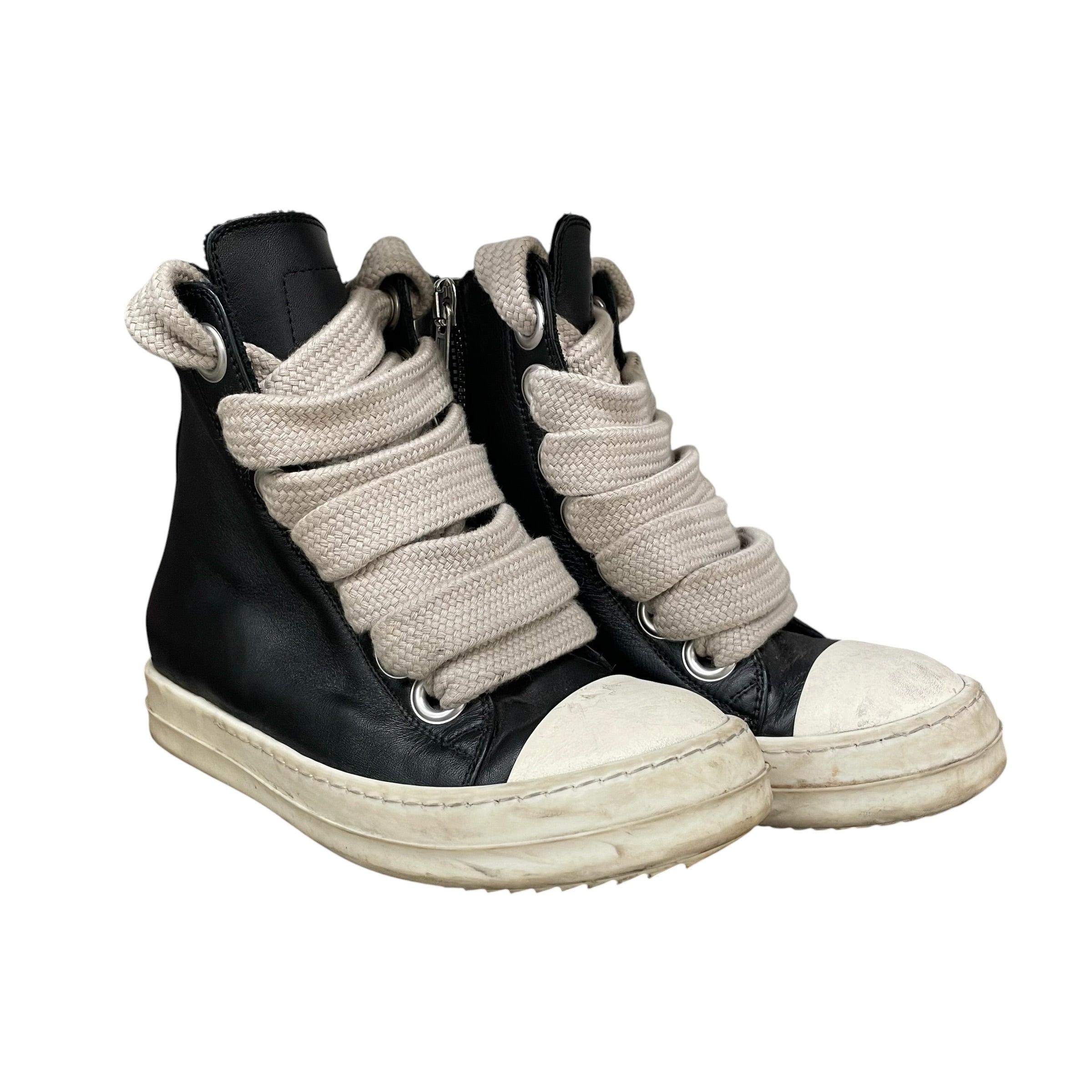 Rick Owens/Hi-Sneakers/EU 36/Leather/BLK/ramones mega lace