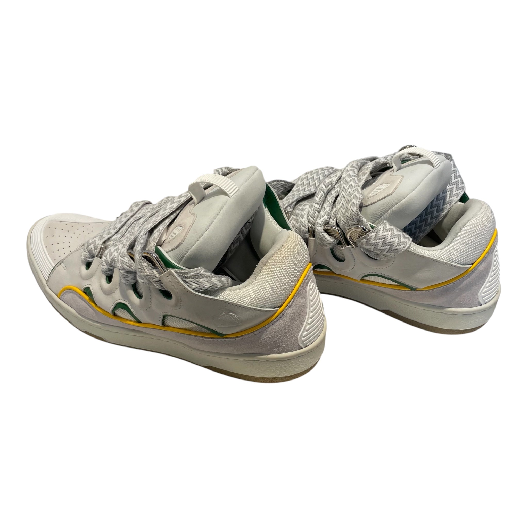 LANVIN/Low-Sneakers/US 13/Cotton/SLV/curb sneaks/whi,grn,yel/sil view 1