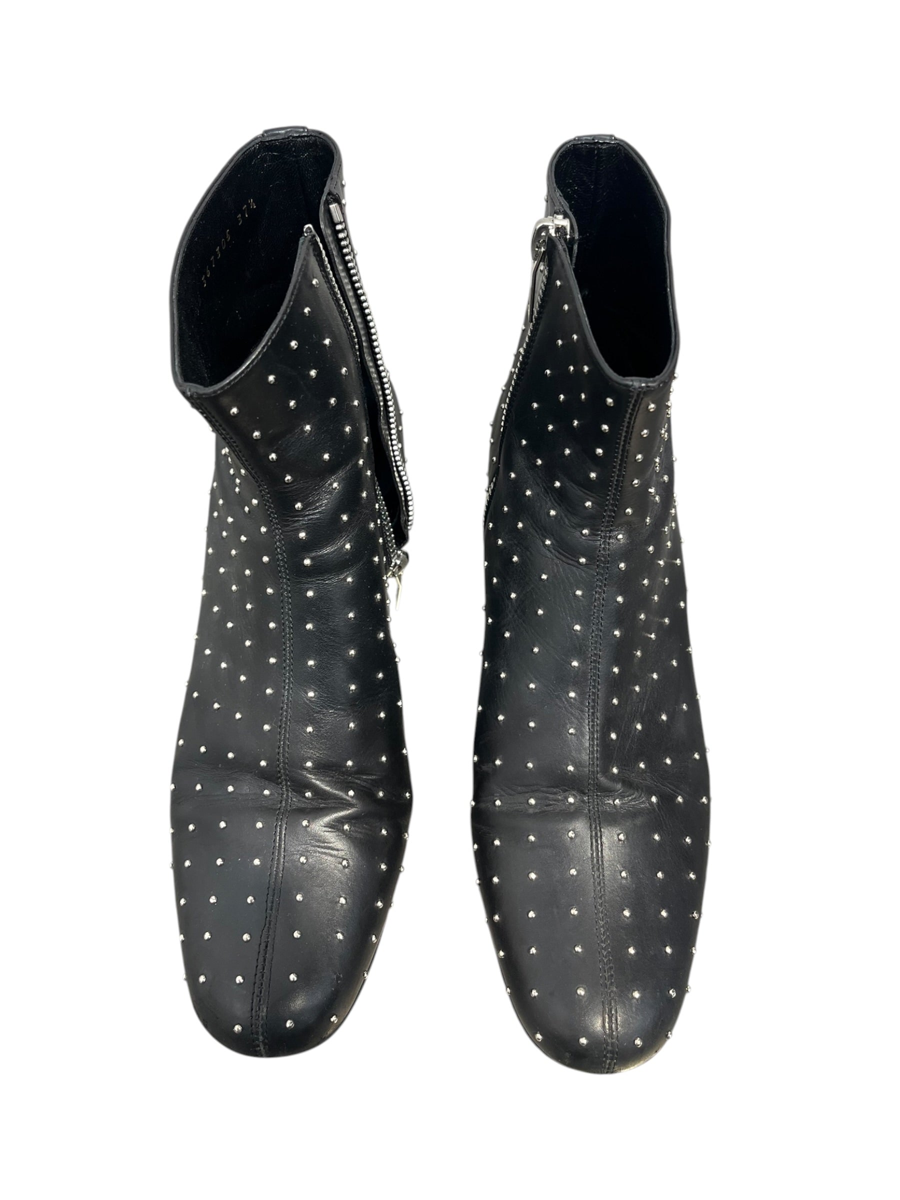 SAINT LAURENT/Ankle Boots/EU 37.5/Polka dot/Leather/BLK/SMALL SILVER STUD DOTS, ZIP view 3