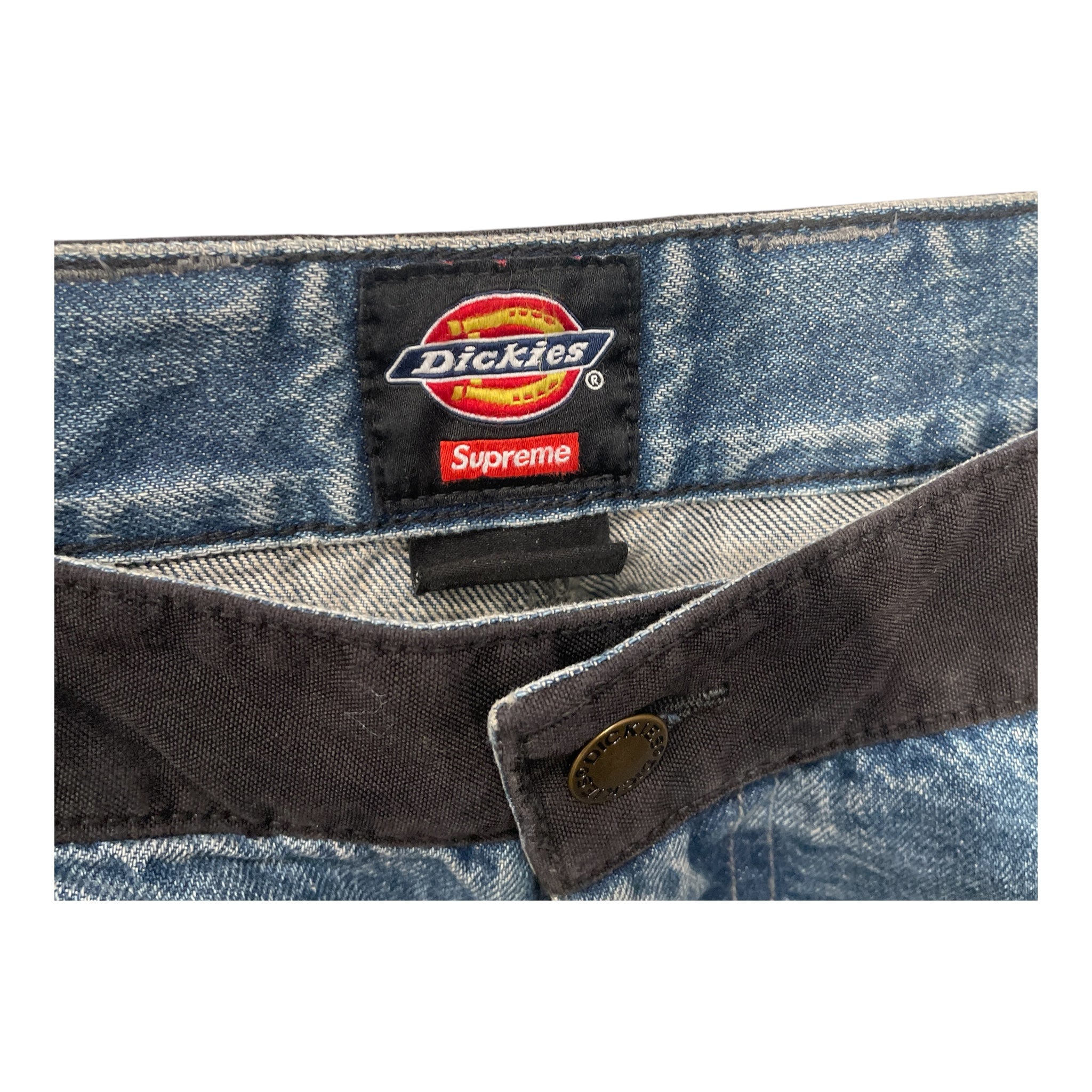 Supreme/DICKIES/Straight Pants/34/Cotton/BLU/BLK PATCHWORK view 3